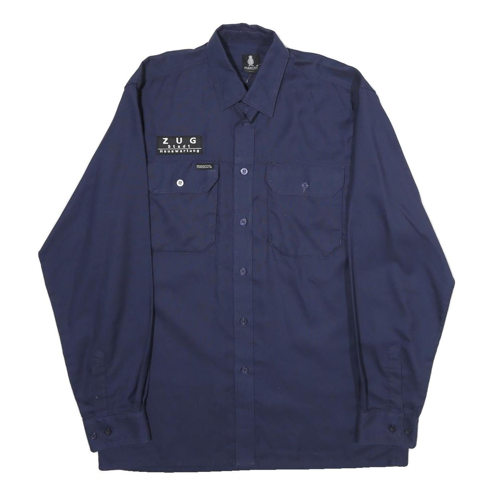 MASCOT Mens Navy Blue Workwear Shirt S Cotton Blend Button Long Sleeve Refurbished - N/A refurbished available on Cerqular