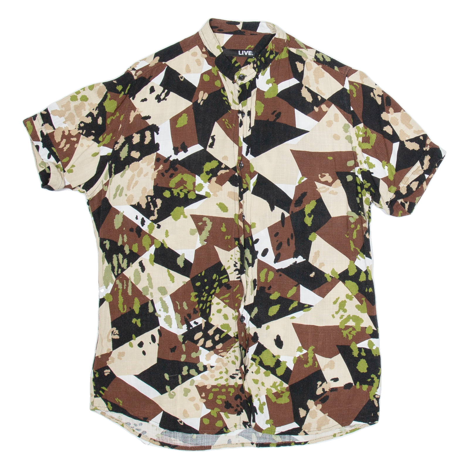 LIVE Mens Shirt Beige Viscose Camouflage M Refurbished - N/A refurbished available on Cerqular