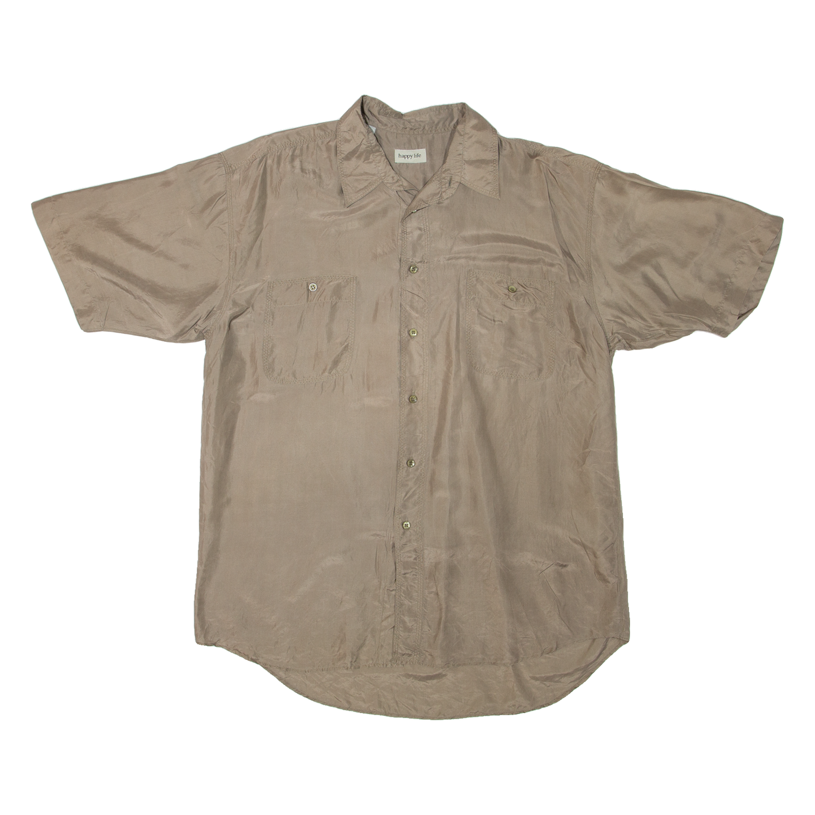 HAPPY LIFE Mens Plain Shirt Beige L Refurbished - N/A refurbished available on Cerqular