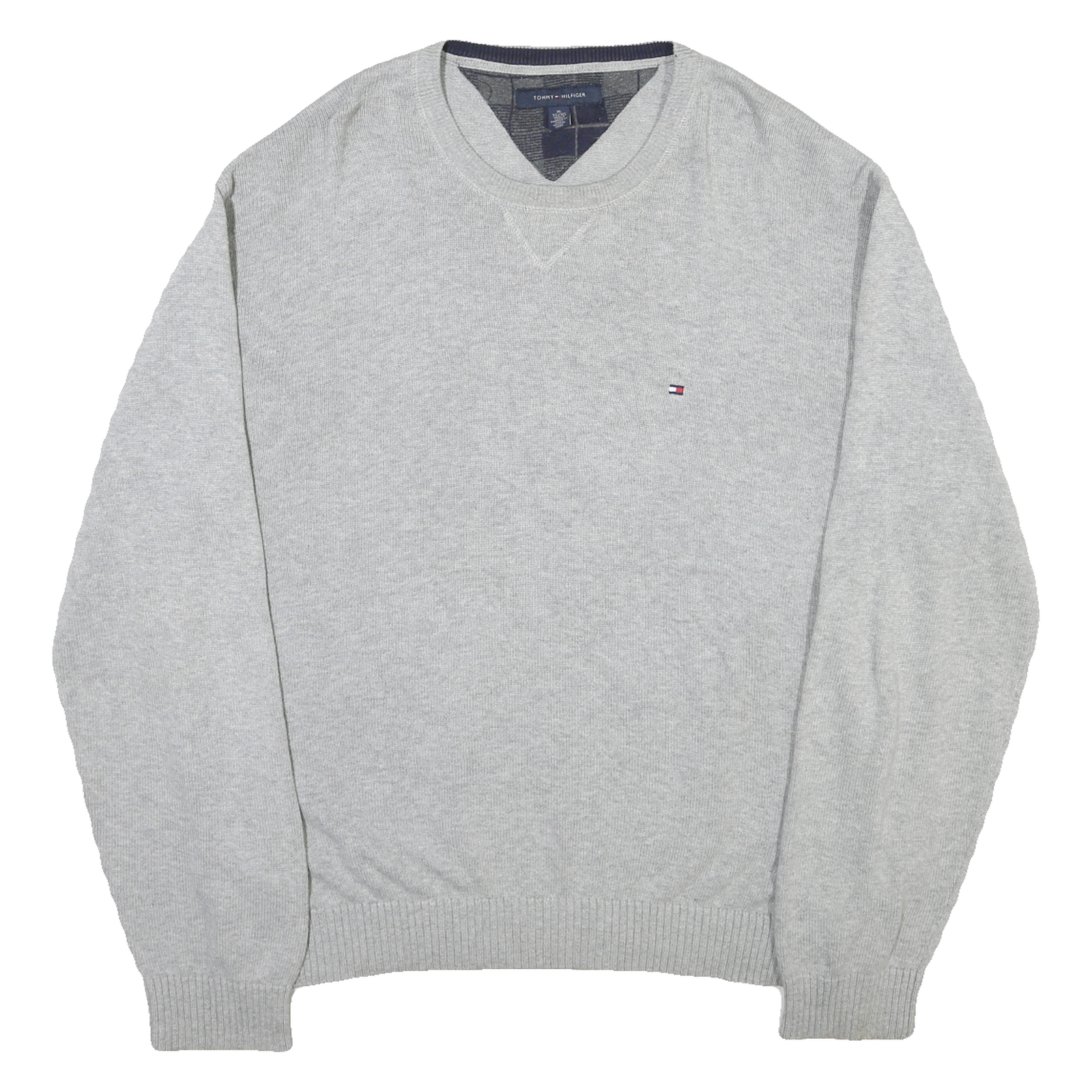 TOMMY HILFIGER Mens Grey Pullover Cotton Plain Knit Crew Neck Jumper XL Relaxed Refurbished - N/A refurbished available on Cerqular