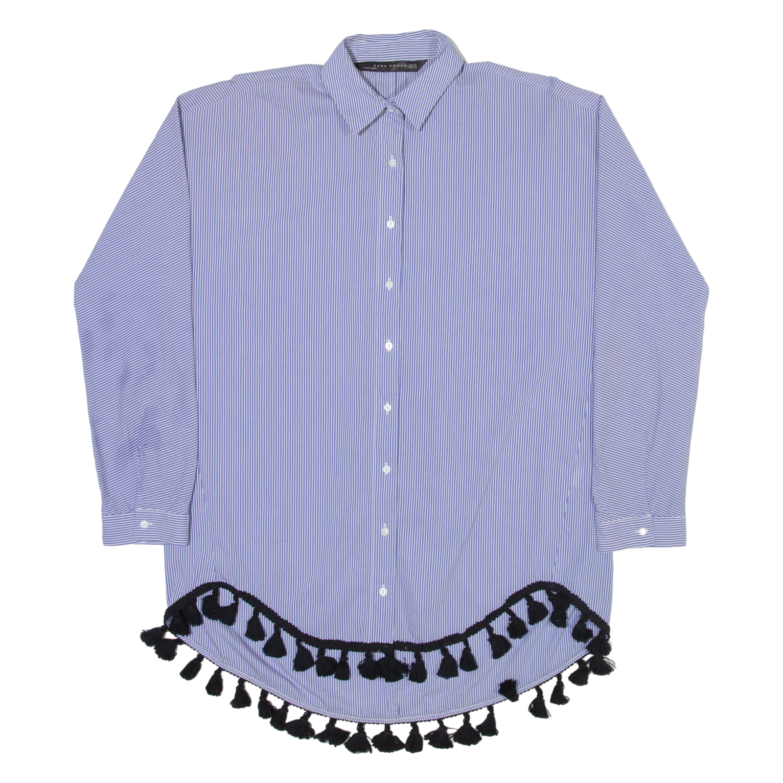 ZARA Womens Shirt Blue Striped Long Sleeve XS Refurbished - N/A refurbished available on Cerqular