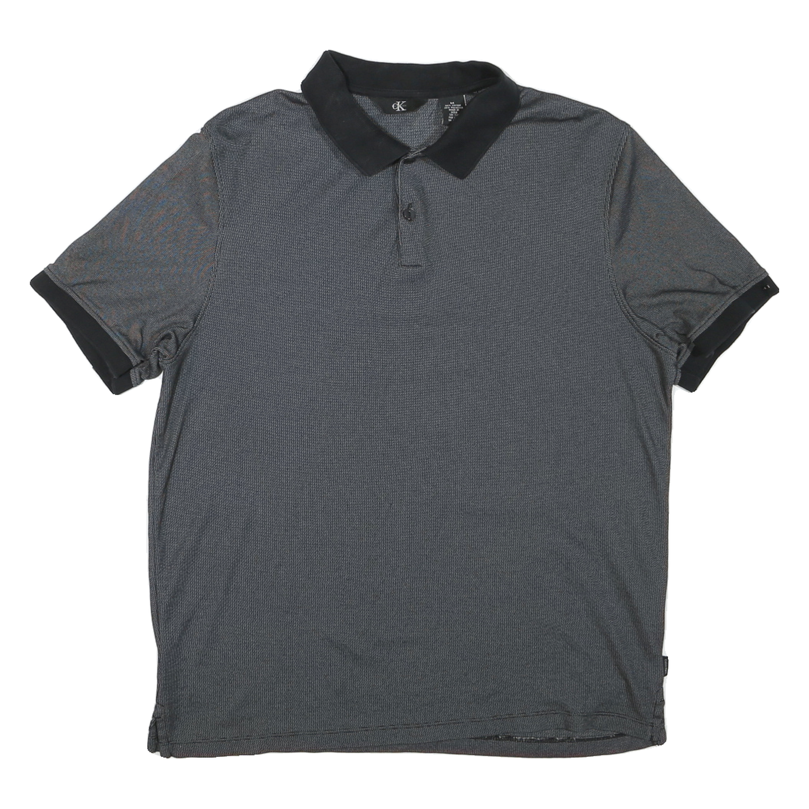 CALVIN KLEIN Mens Black & Grey Short Sleeve Polo Shirt L Cotton Blend Casual Refurbished - N/A refurbished available on Cerqular