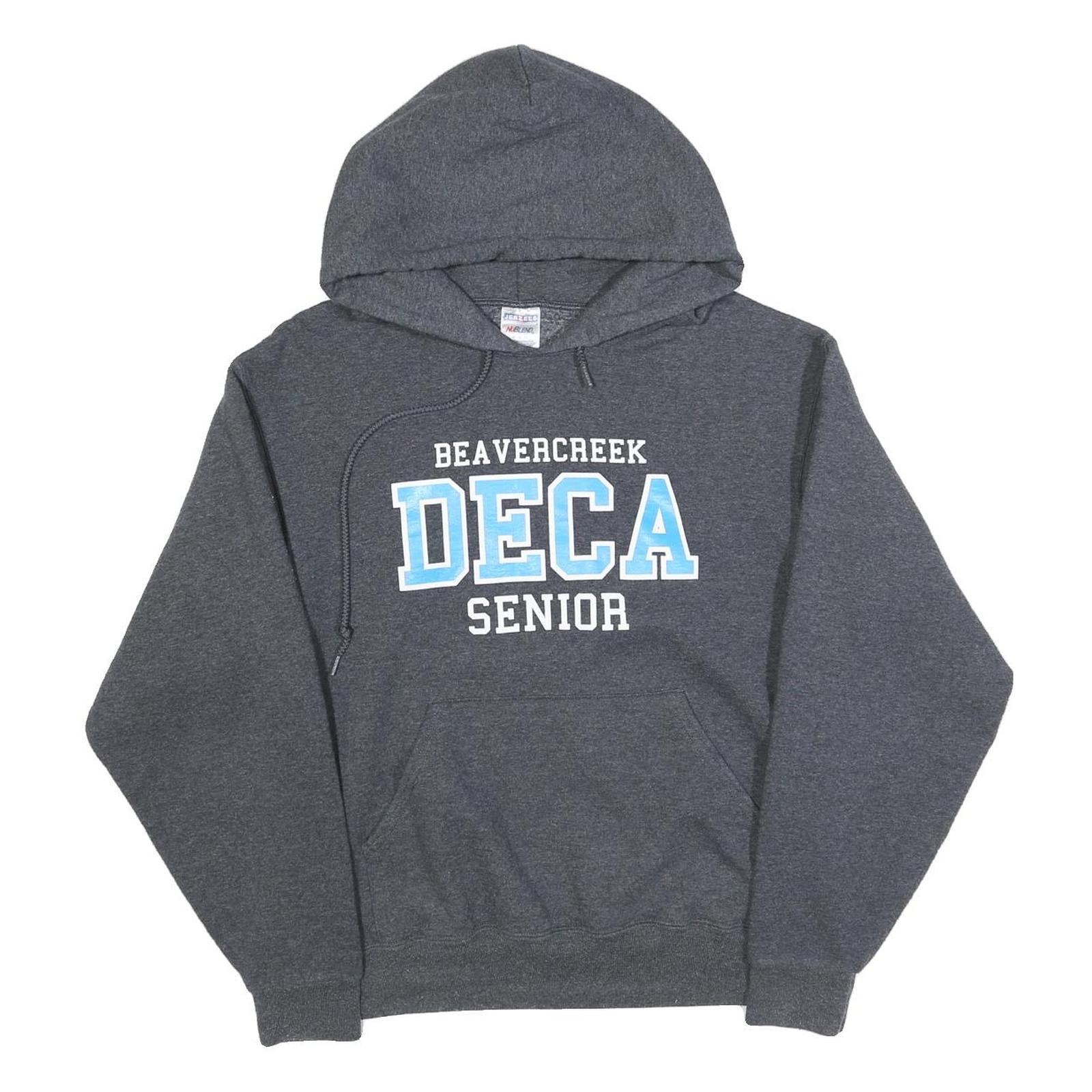 JERZEES Mens Grey Beavercreek DECA Senior Hoodie M Cotton Blend Drawstring Refurbished - N/A refurbished available on Cerqular