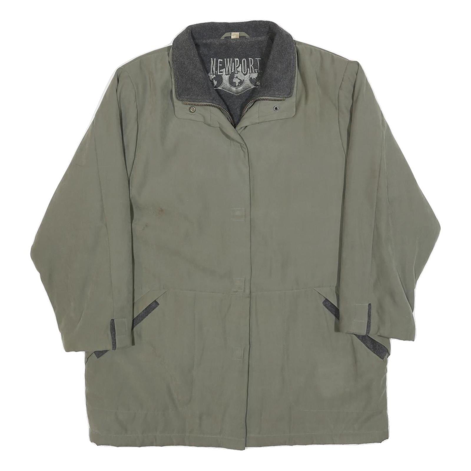 NEWPORT Womens Green & Grey Zip Jacket L Polyester Blend Plain Stylish Comfort Refurbished - N/A refurbished available on Cerqular