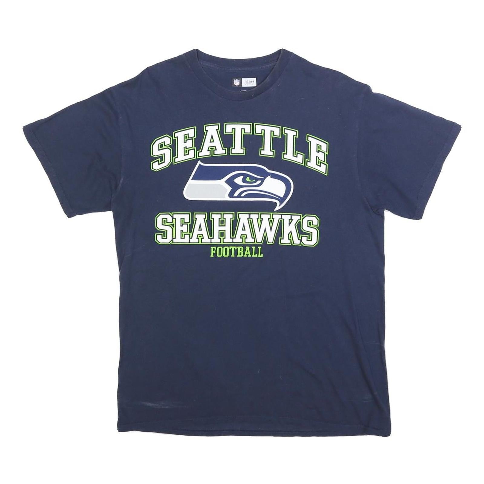 NFL Mens Blue Seattle Seahawks Football Graphic T-Shirt M Short Sleeve Crew Neck Refurbished - N/A refurbished available on Cerqular