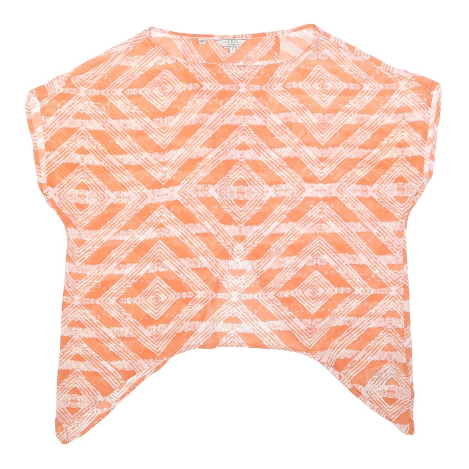 GUESS Womens Orange Printed Top Sleeveless Round Neck S Lightweight Refurbished - N/A refurbished available on Cerqular