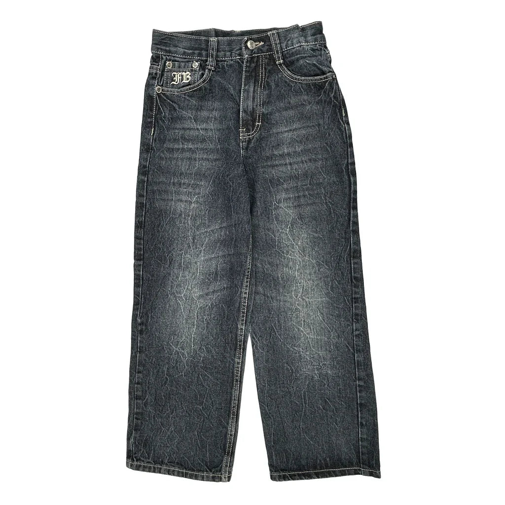 Age 10 Fubu Graphic Jeans - Medium Dark Wash Cotton Refurbished - Thrifted (note: this is a term often used to describe second- refurbished available on Cerqular