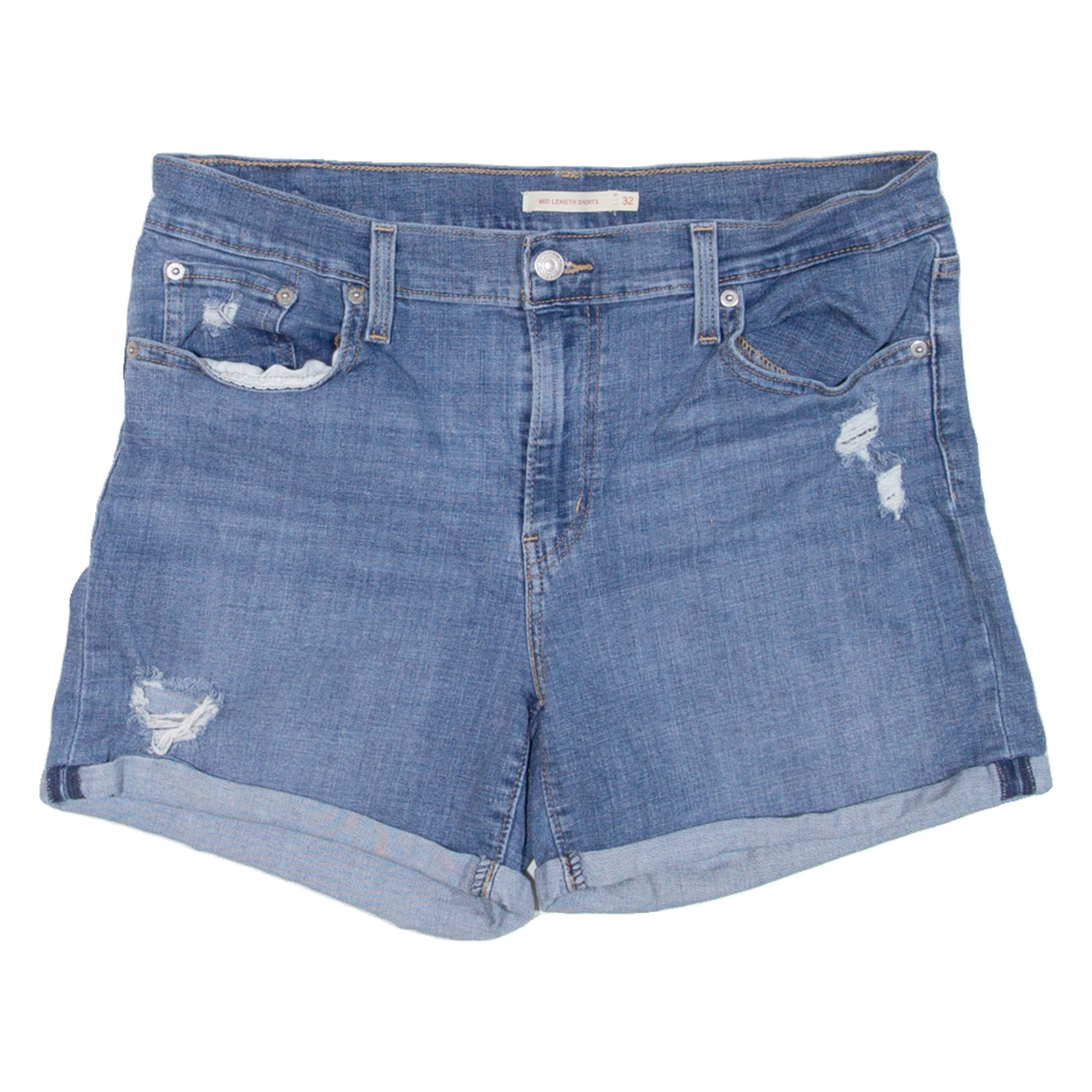 Buy LEVI'S Mid Length Womens Denim Shorts Blue W32 Refurbished - $23.39 LEVI'S Mid Length Womens Denim Shorts Blue W32 Refurbished - N/A refurbished available on Cerqular