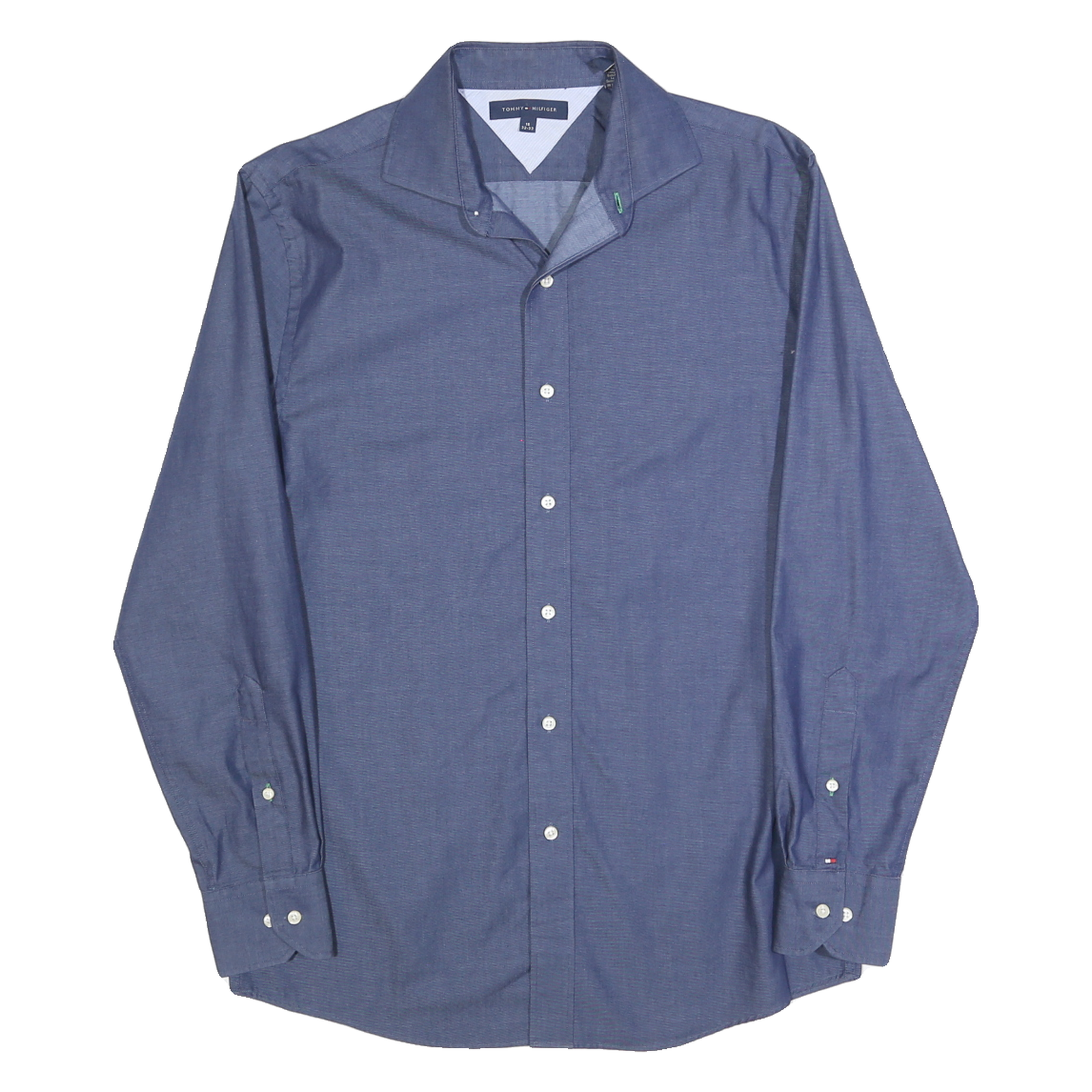 TOMMY HILFIGER Mens Blue Shirt S Cotton Blend Classic Long Sleeve Button Collar Refurbished - N/A refurbished available on Cerqular