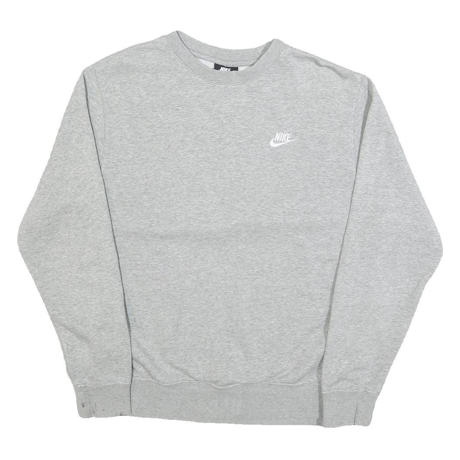 NIKE Mens Grey Crew Neck M Cotton Blend Sweatshirt Small White Logo Casual Refurbished - N/A refurbished available on Cerqular