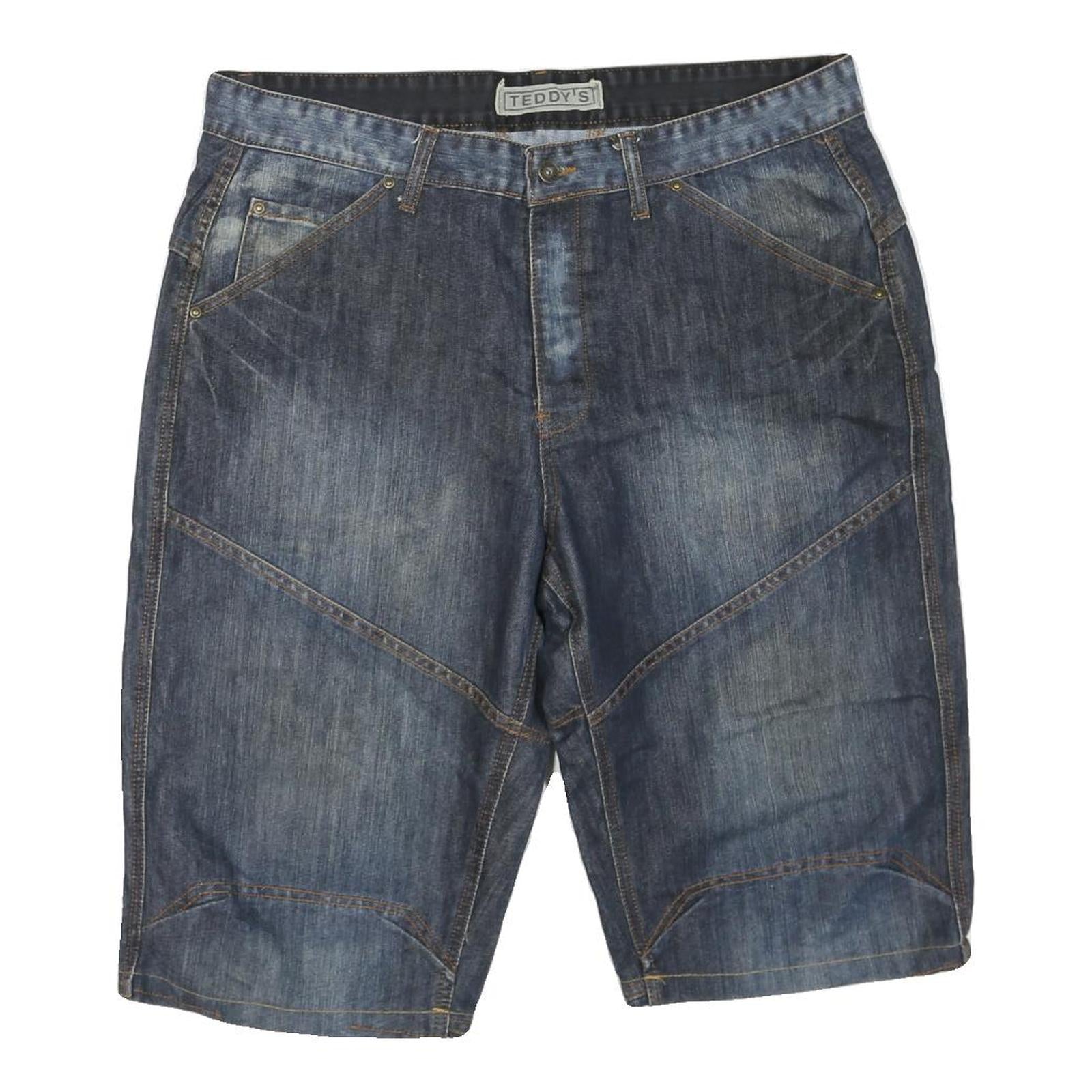 TEDDY'S Mens Denim Blue Casual Shorts L W36 Cotton Blend Stylish Comfortable Fit Refurbished - N/A refurbished available on Cerqular