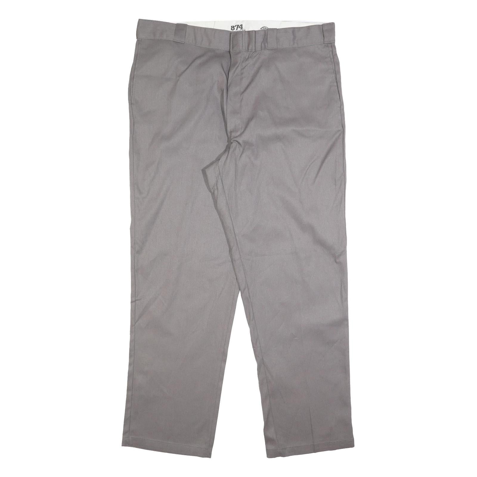 DICKIES Mens Cotton Blend Grey Regular Straight Trousers W42 L32 Workwear Zip Refurbished - N/A refurbished available on Cerqular
