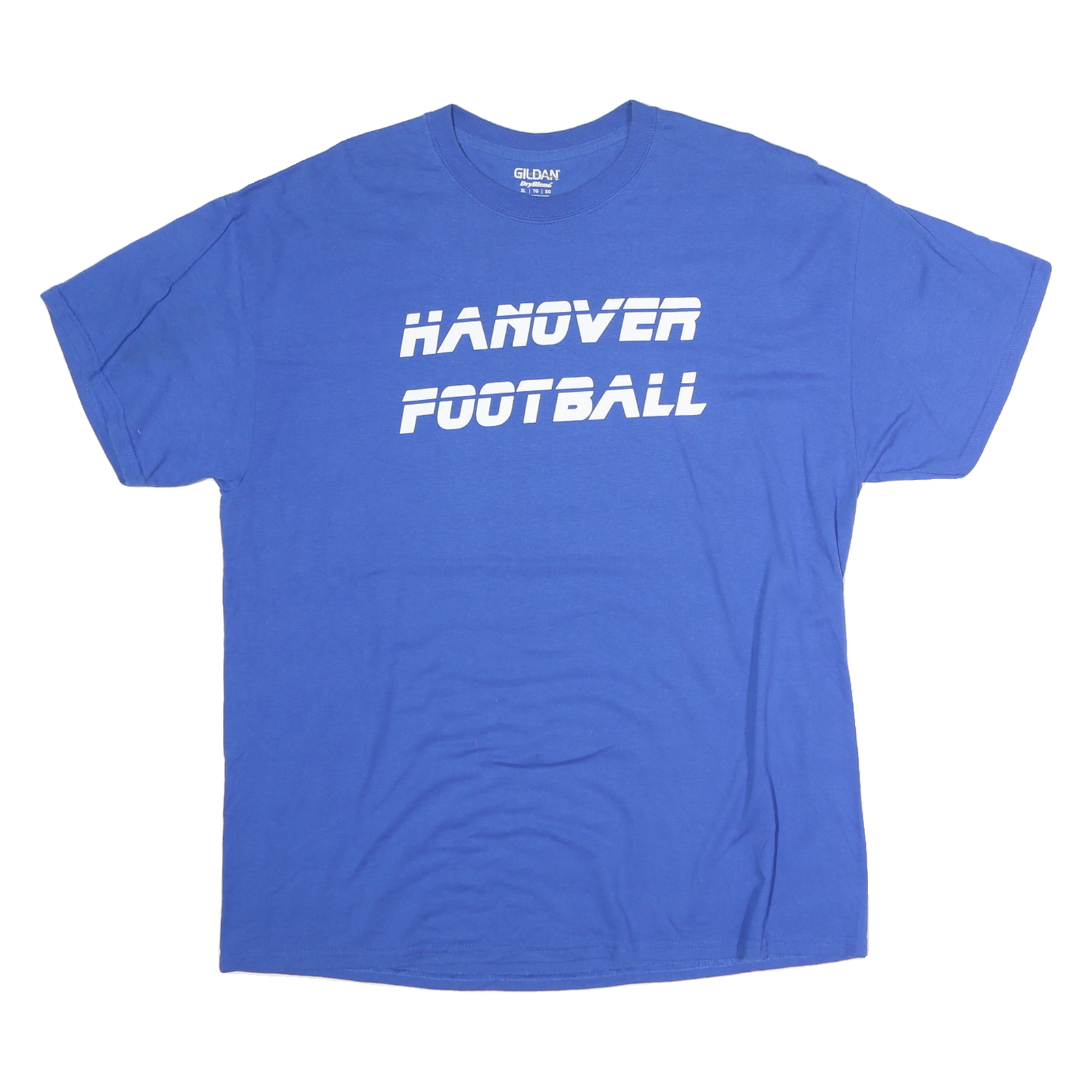 GILDAN Mens Blue Hanover Football T-Shirt XL Short Sleeve Crew Neck Casual Refurbished - N/A refurbished available on Cerqular