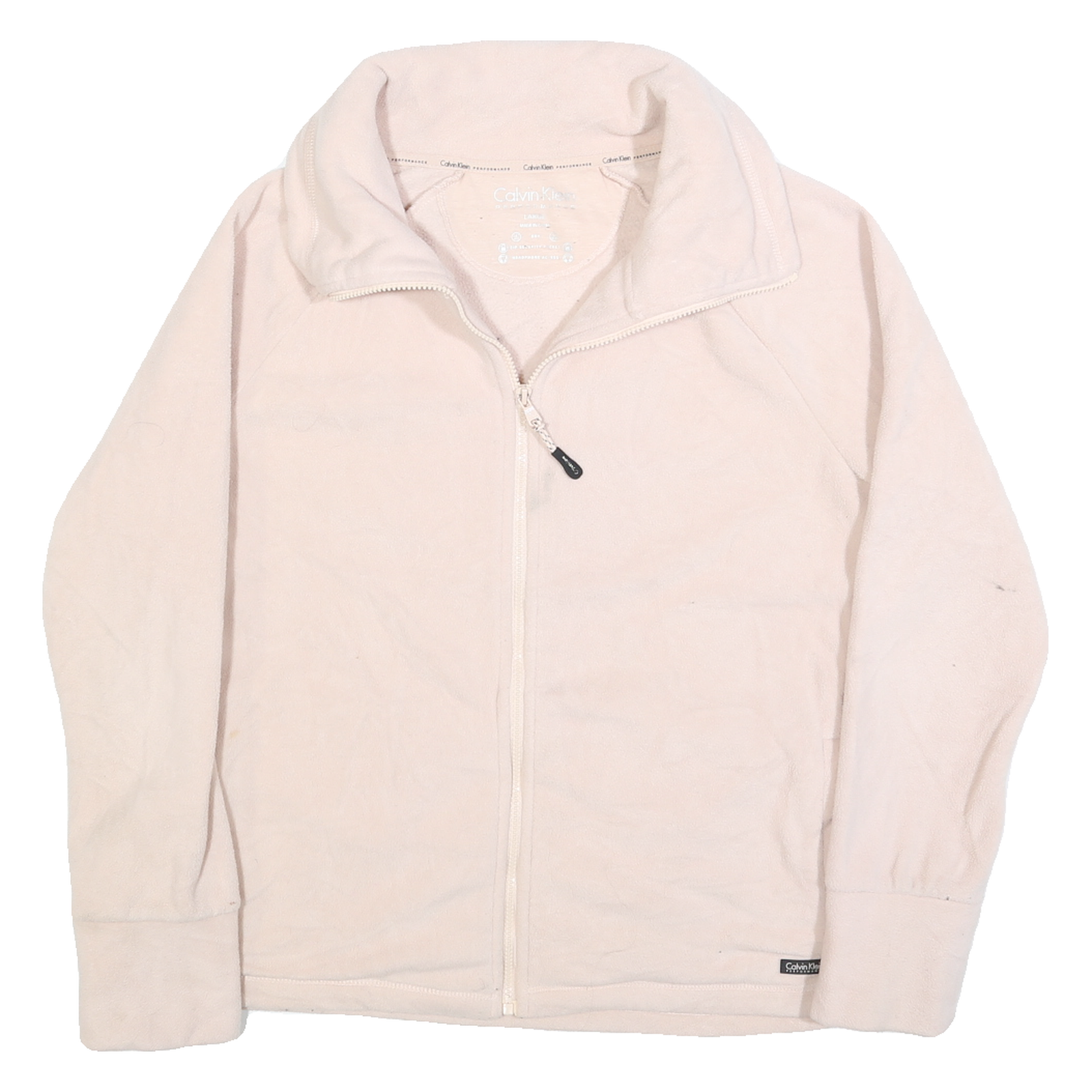 CALVIN KLEIN PERFORMANCE Womens Beige Plain Polyester Pullover Crew Neck Jumper Refurbished - N/A refurbished available on Cerqular
