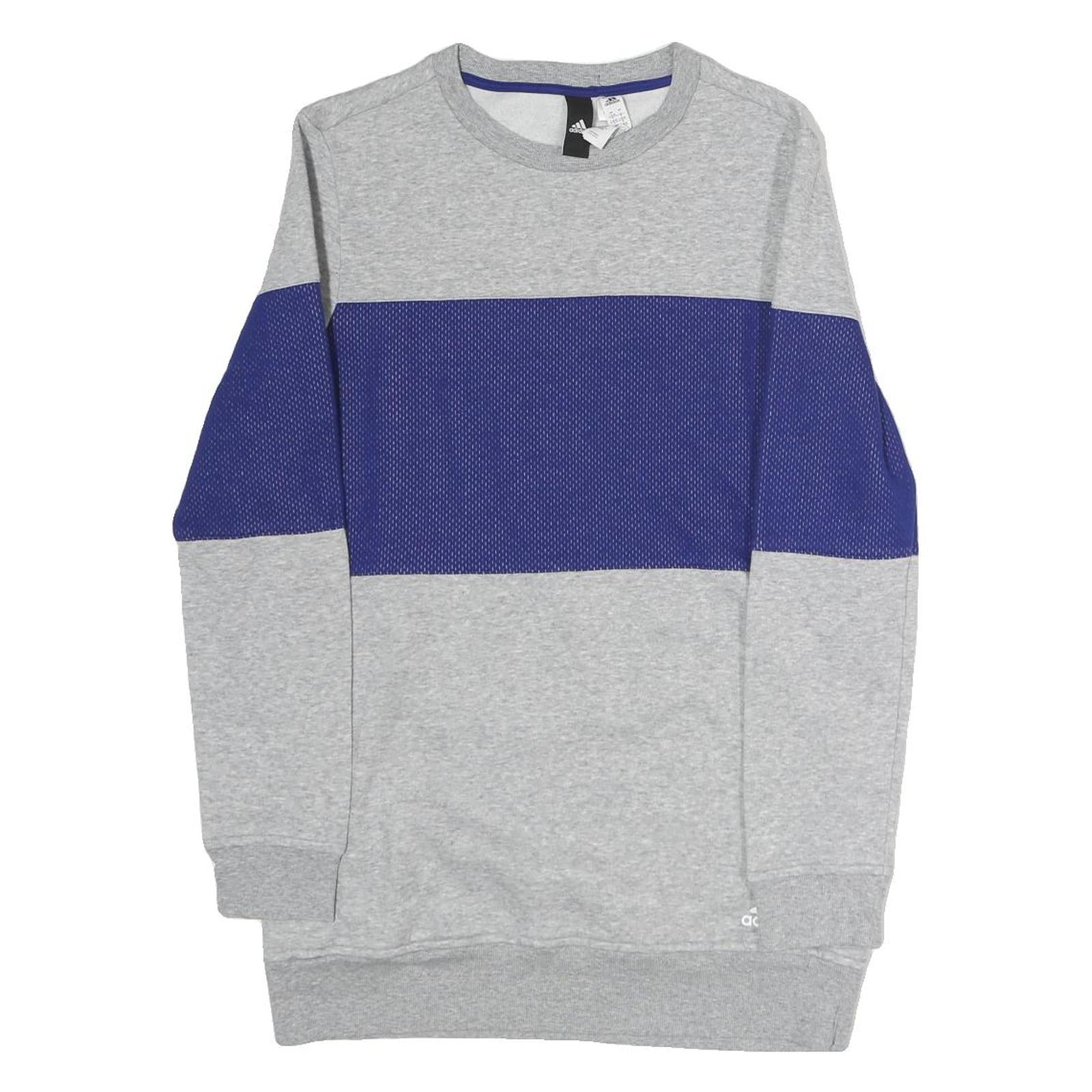 ADIDAS Womens Grey & Blue Crew Neck L Sweatshirt Cotton Blend Casual Sportswear Refurbished - N/A refurbished available on Cerqular