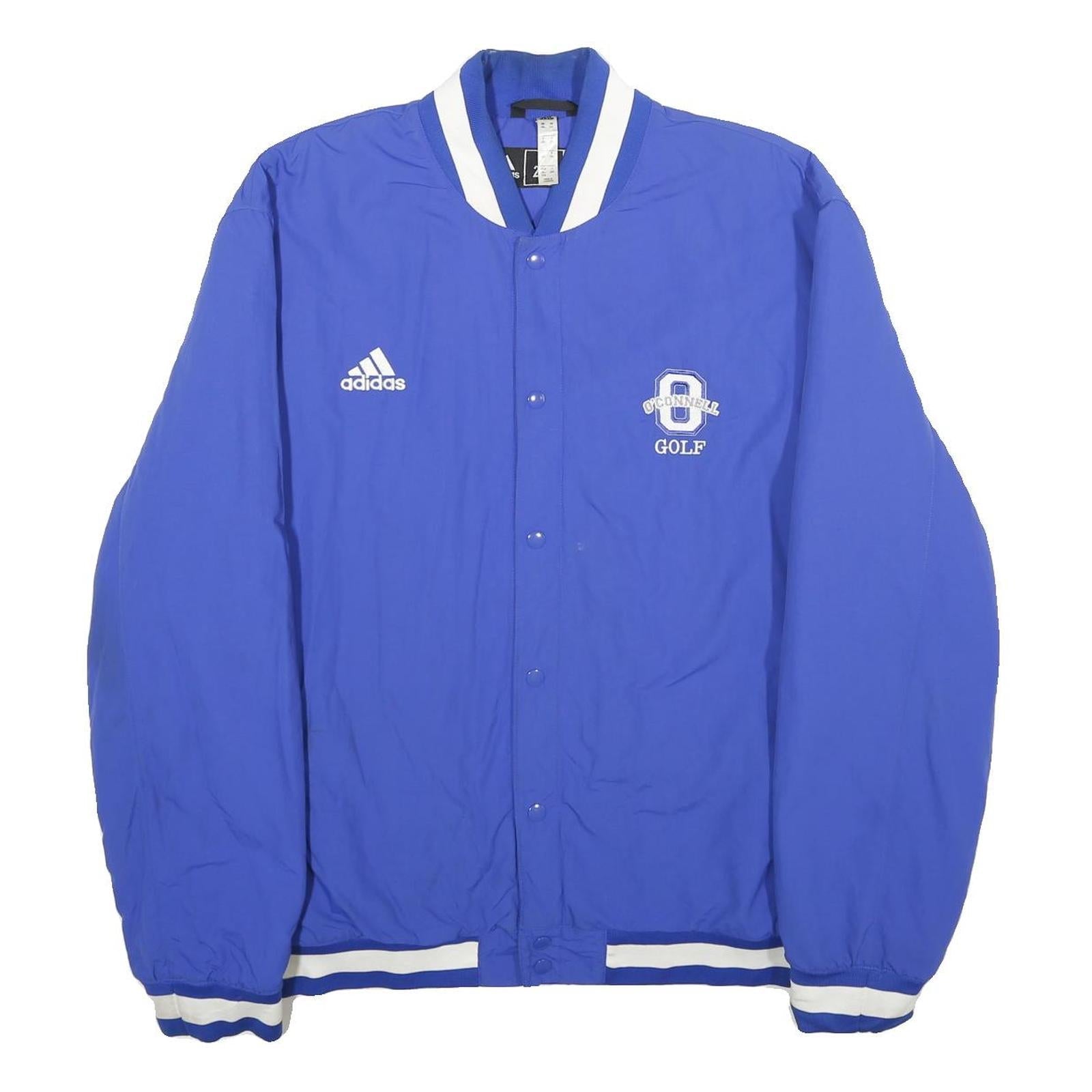 ADIDAS Mens Blue & White Golf Bomber Jacket 2XL Nylon Button Sportswear Refurbished - N/A refurbished available on Cerqular