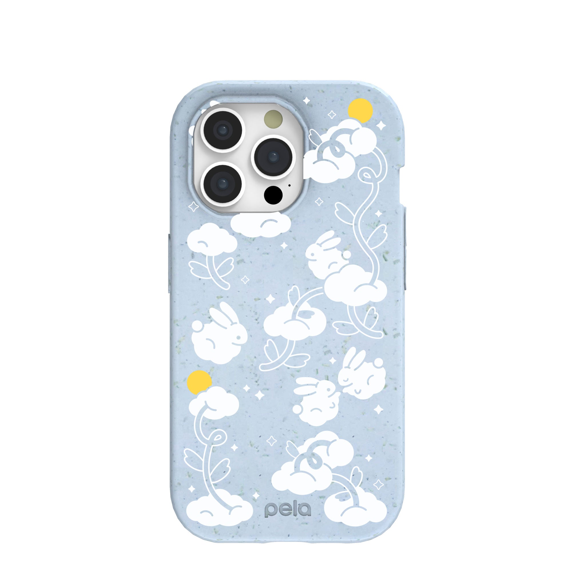 Powder Blue Fluffy Flower iPhone 15 Pro Case Refurbished - Pela Case refurbished available on Cerqular