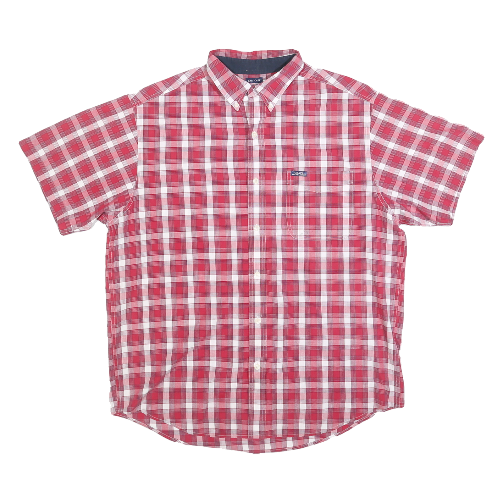 CHAPS RALPH LAUREN Mens Red & White Check Shirt L Casual Cotton Blend Summer Refurbished - N/A refurbished available on Cerqular