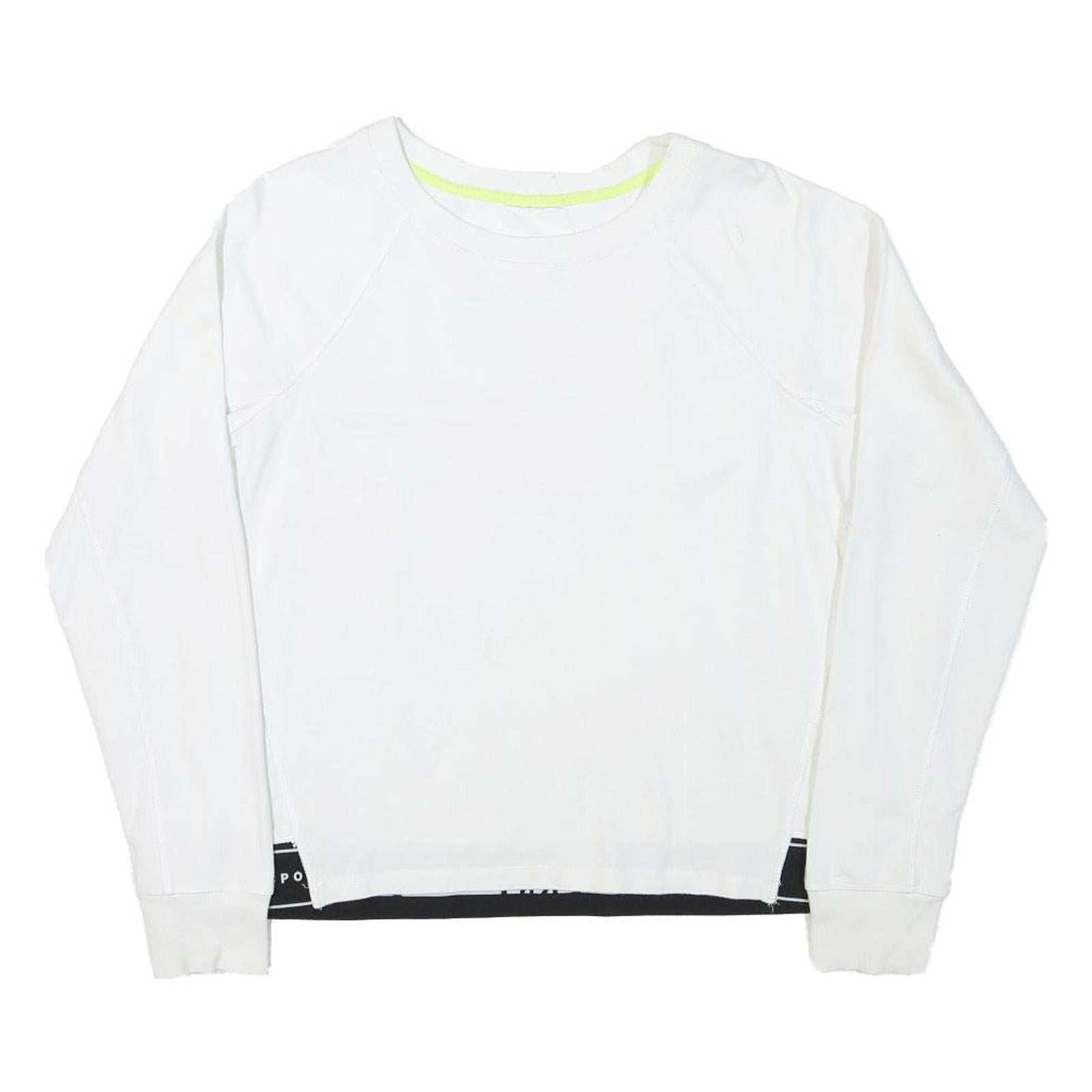 DKNY Womens White Sweatshirt Crew Neck L Sport Hem Logo Trim Refurbished - N/A refurbished available on Cerqular