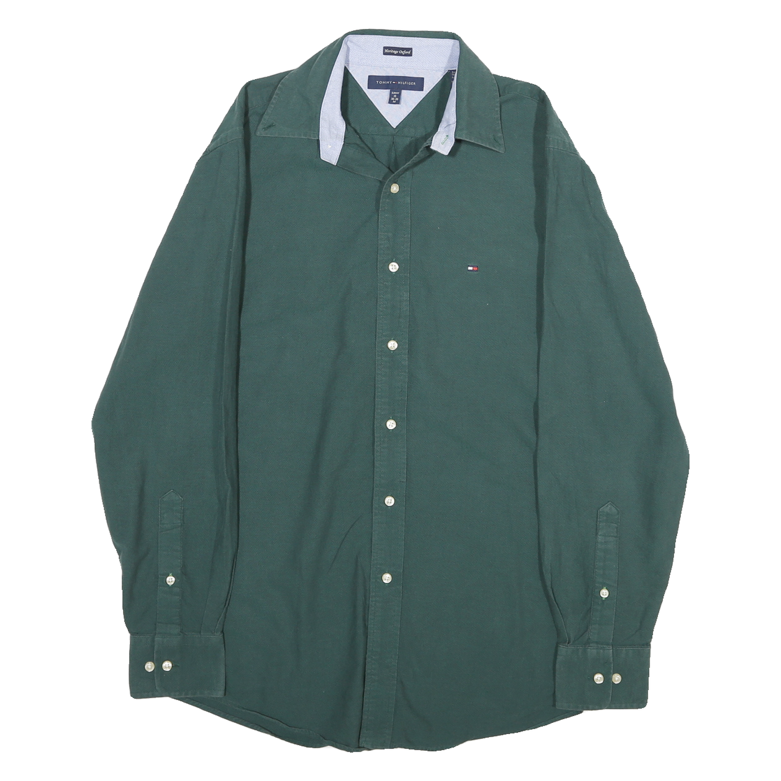 TOMMY HILFIGER Mens Green Cotton Shirt M Casual Button-Up Classic Refurbished - N/A refurbished available on Cerqular