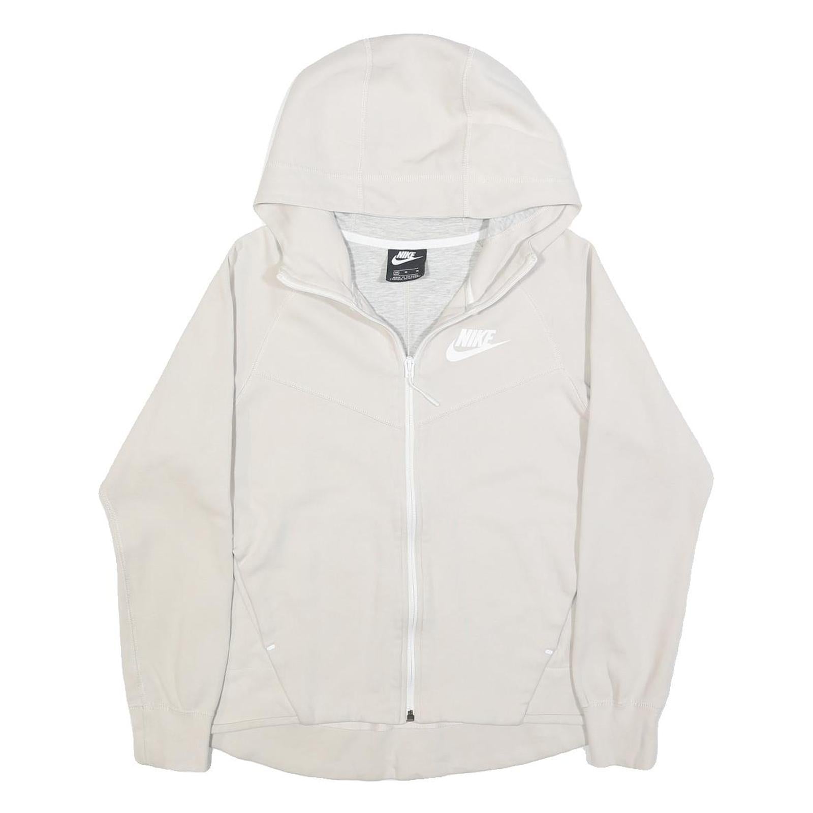 NIKE Womens White Pullover Hooded Hoodie M Cotton Blend Zip Up Casual Refurbished - N/A refurbished available on Cerqular