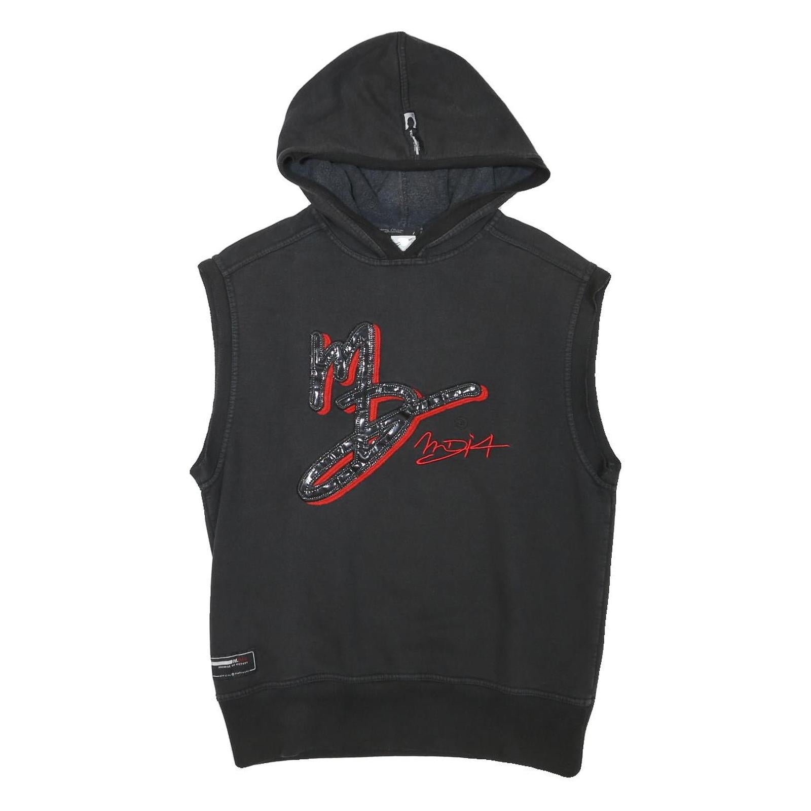 MDIA Mens Black Sleeveless Hoodie S Cotton Blend Logo Graphic Pullover Refurbished - N/A refurbished available on Cerqular