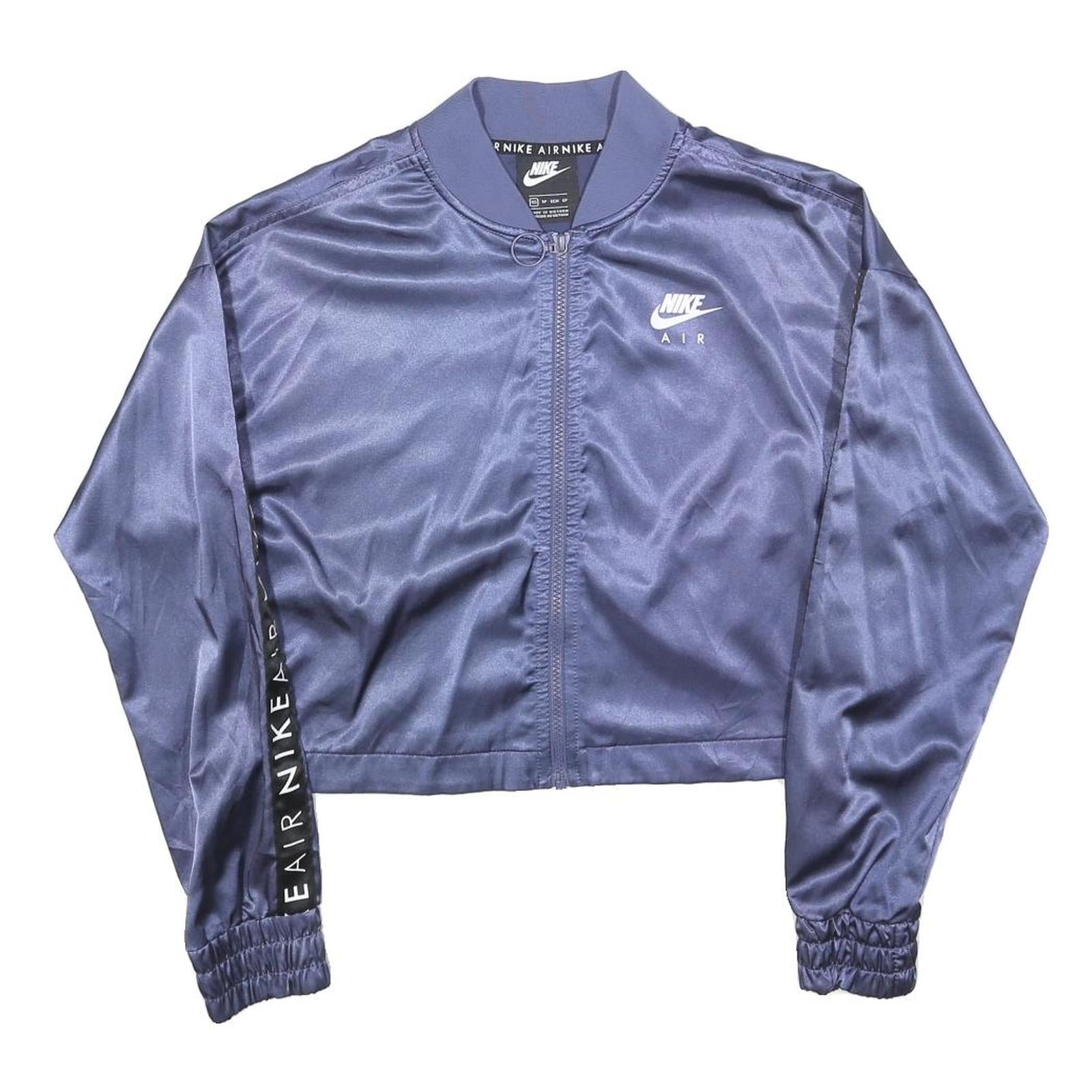 NIKE Womens Blue Air Satin Bomber Jacket XS Polyester Blend Cropped Zip Refurbished - N/A refurbished available on Cerqular
