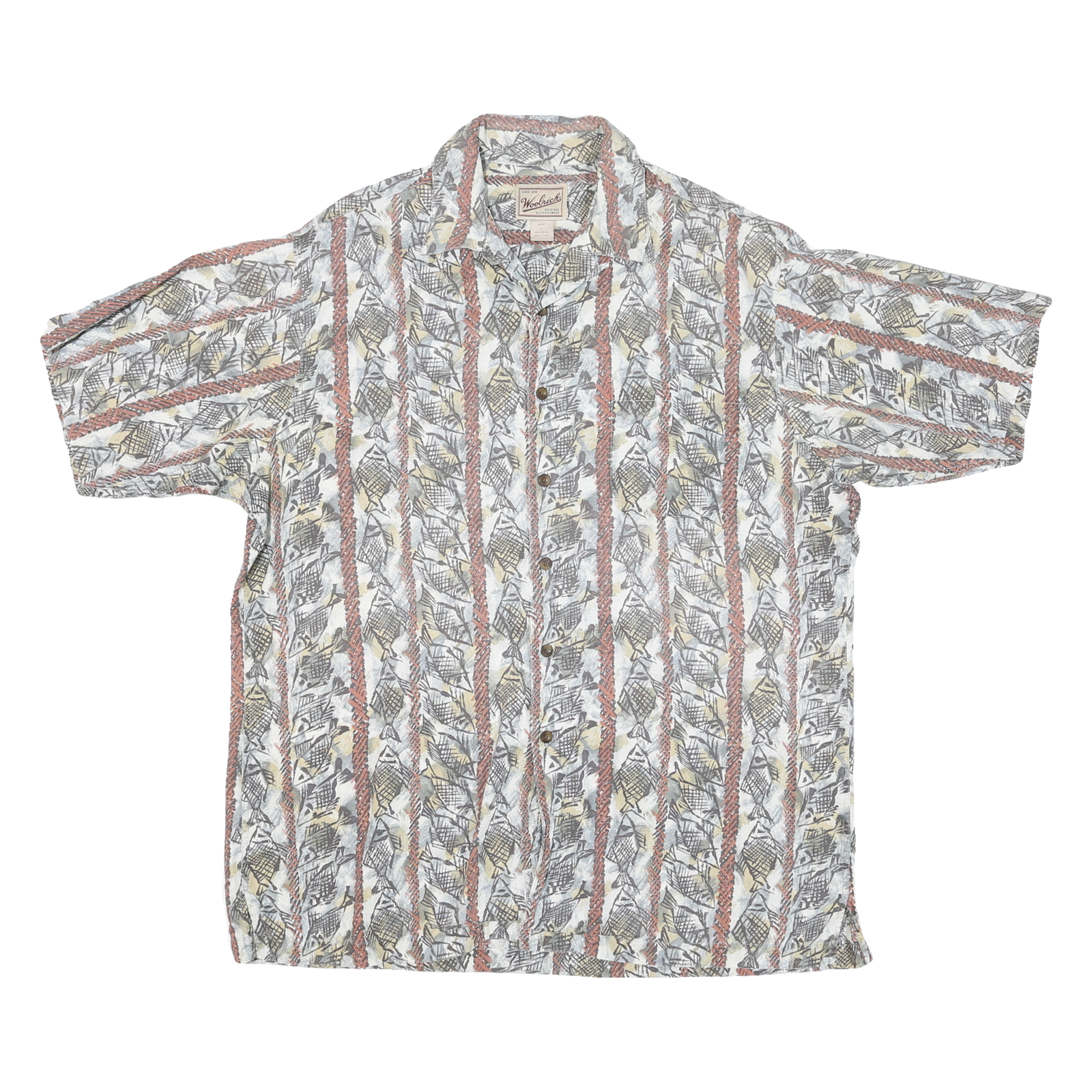 WOOLRICH Mens White Red Pattern Shirt L Cotton Blend Casual Summer Button Refurbished - N/A refurbished available on Cerqular