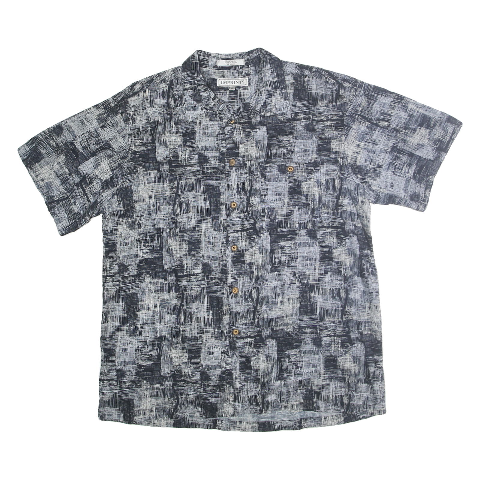 IMPRINTS Mens Black & White Rayon Shirt XL Abstract Pattern Button Up Refurbished - N/A refurbished available on Cerqular