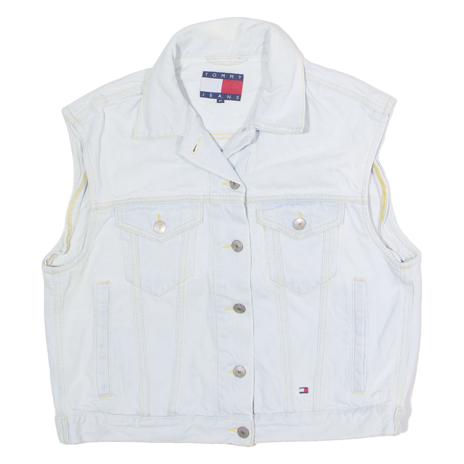 TOMMY JEANS Womens Denim Waistcoat Blue XS Refurbished - N/A refurbished available on Cerqular