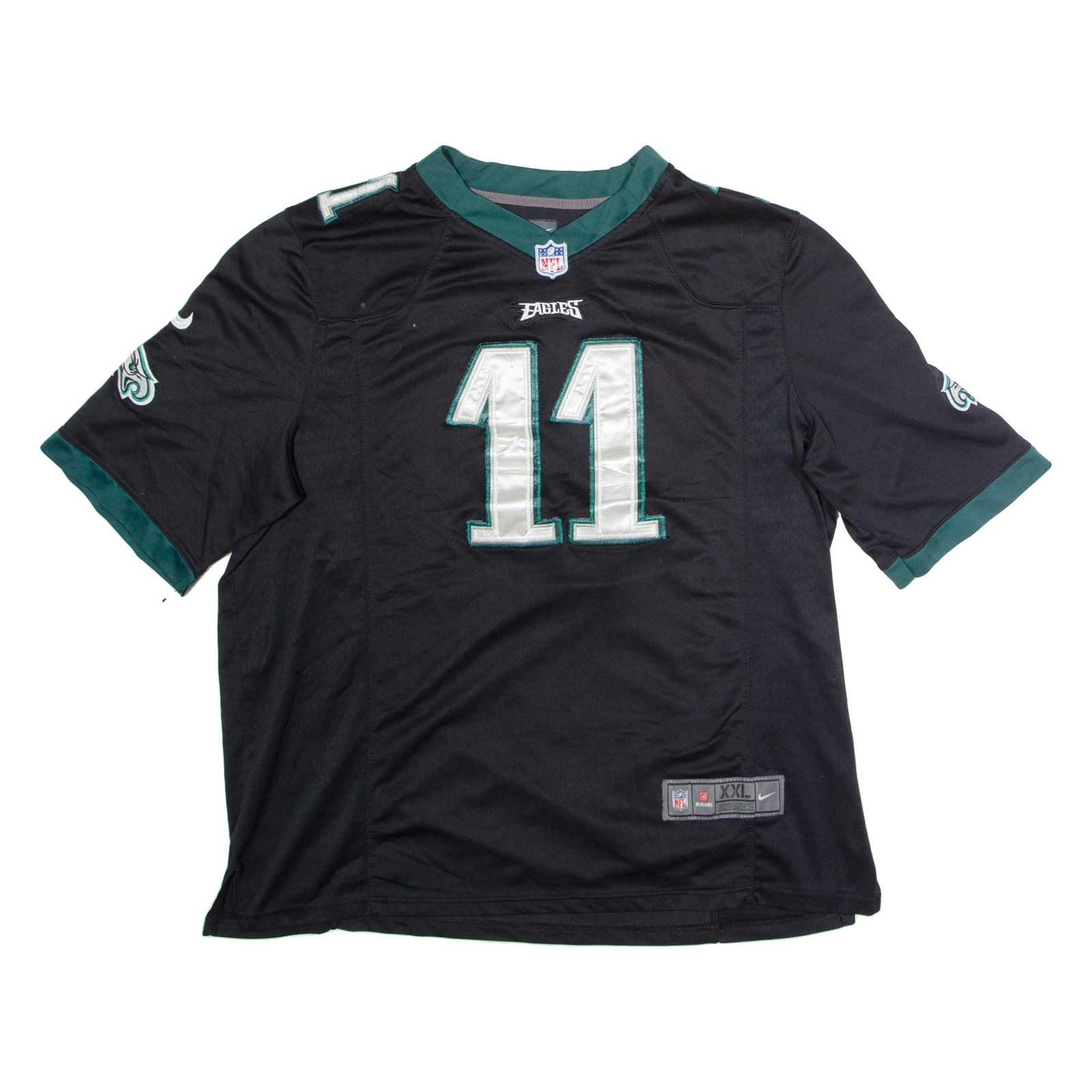 NIKE Philadelphia Eagles Alternate #11 Wentz Mens Jersey Black USA V-Neck 2XL Refurbished - N/A refurbished available on Cerqular