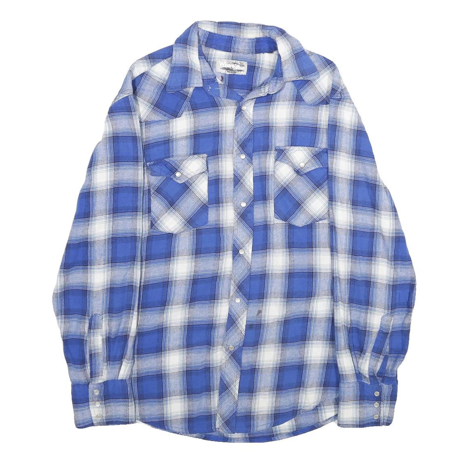 Buy WRANGLER Mens Blue & White Plaid Shirt L Cotton Casual Long Sleeve Refurbished - $38.99 WRANGLER Mens Blue & White Plaid Shirt L Cotton Casual Long Sleeve Refurbished - N/A refurbished available on Cerqular