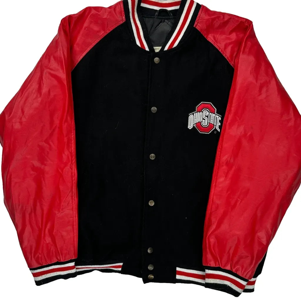 Buy Ohio State Steve & Barry College Varsity Jacket - Large Black Leather Refurbished - $200.99 Ohio State Steve & Barry College Varsity Jacket - Large Black Leather Refurbished - Thrifted (note: this is a term often used to describe second- refurbished available on Cerqular