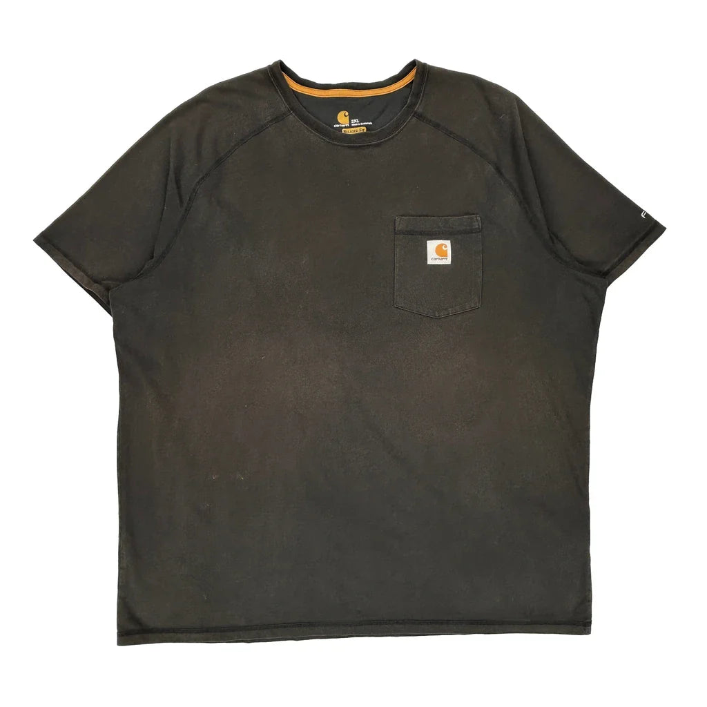 Carhartt T-Shirt - 2XL Black Cotton Refurbished - Thrifted (note: this is a term often used to describe second- refurbished available on Cerqular