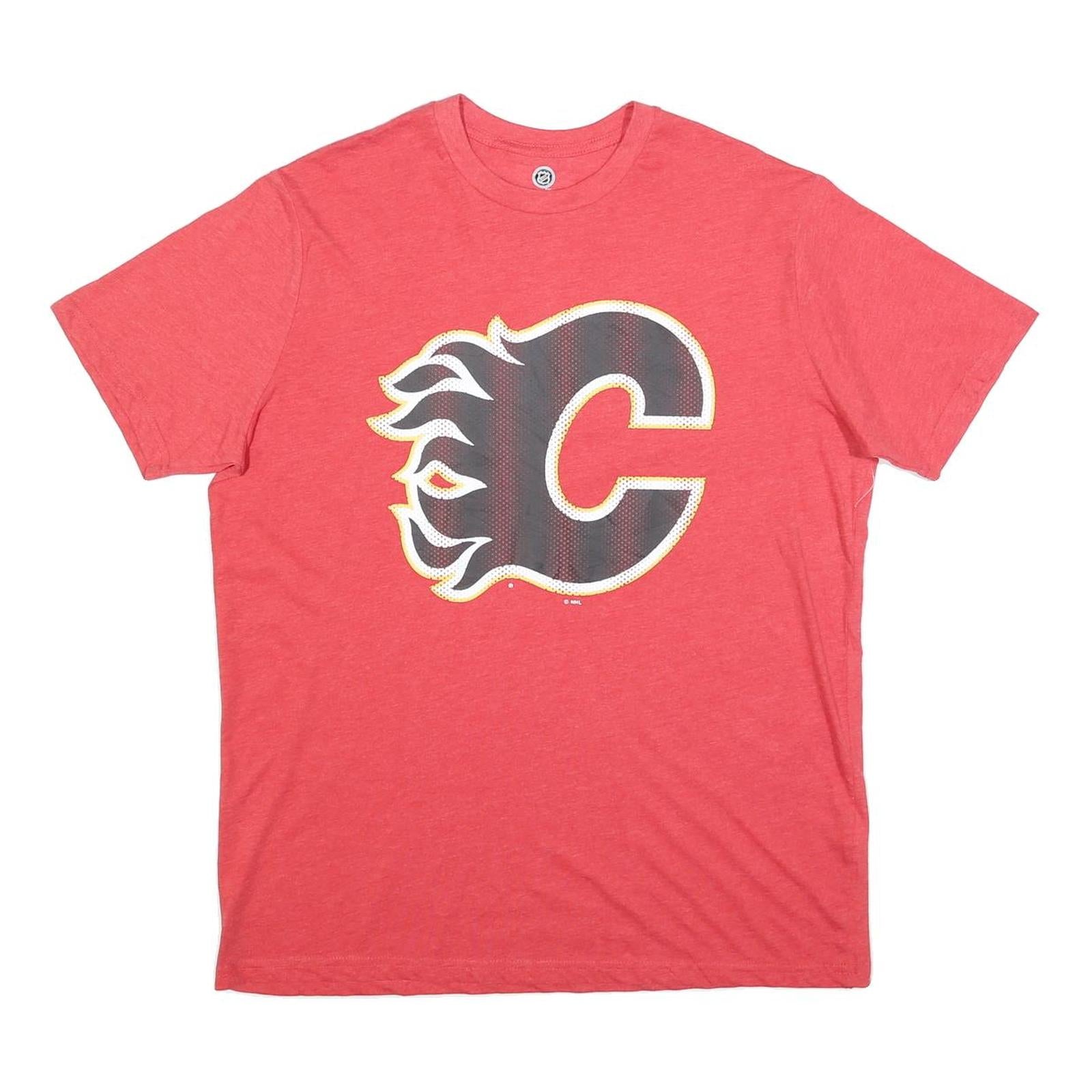 NHL Mens Red Calgary Flames Graphic T-Shirt L Short Sleeve Crew Neck Refurbished - N/A refurbished available on Cerqular