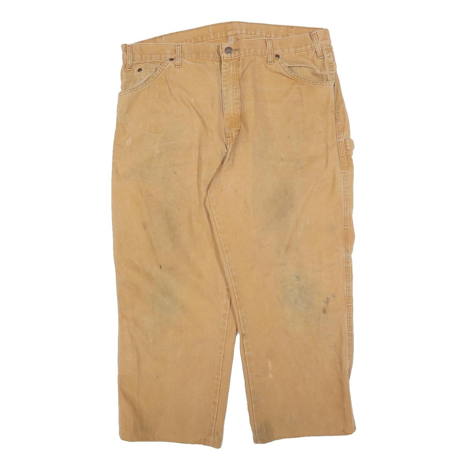 DICKIES Mens Relaxed Beige Cotton Blend Zip Trousers W38 L26 Workwear Utility Refurbished - N/A refurbished available on Cerqular