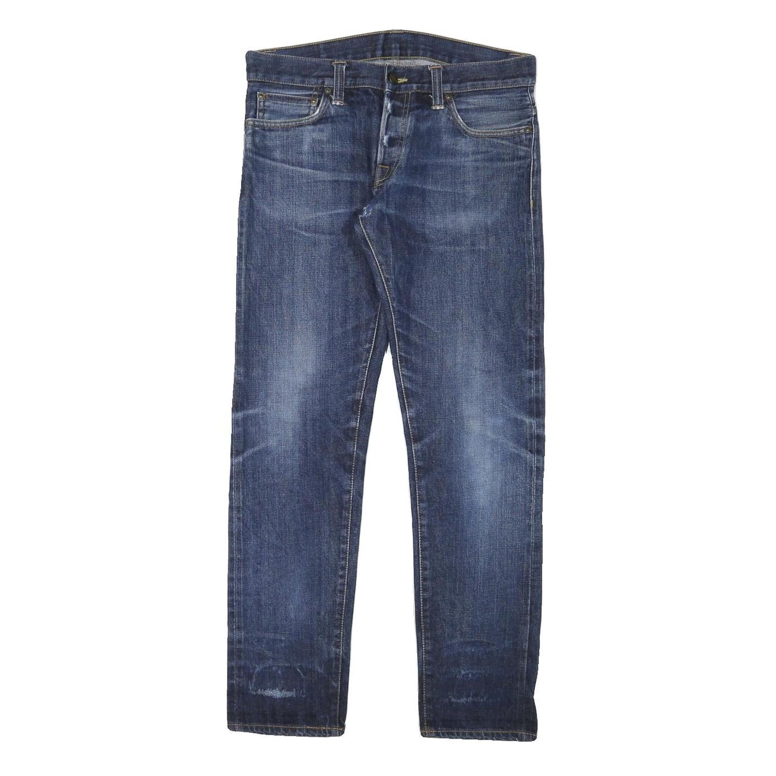 CARHARTT Mens Blue Cotton Blend Regular Straight Jeans W32 L30 Button Closure Refurbished - N/A refurbished available on Cerqular