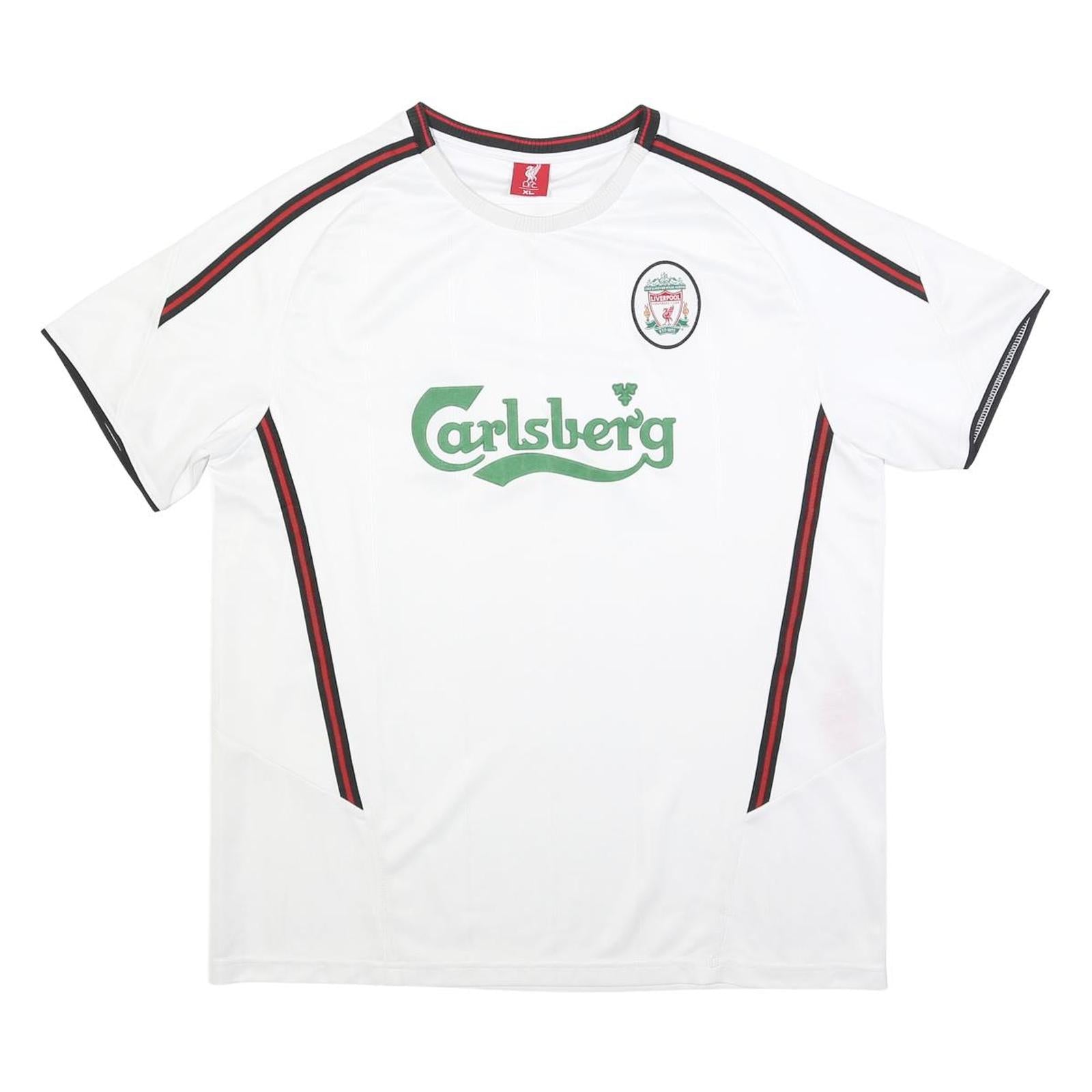 LFC Mens White Football T-Shirt XL Short Sleeve Crew Neck Carlsberg Logo Refurbished - N/A refurbished available on Cerqular