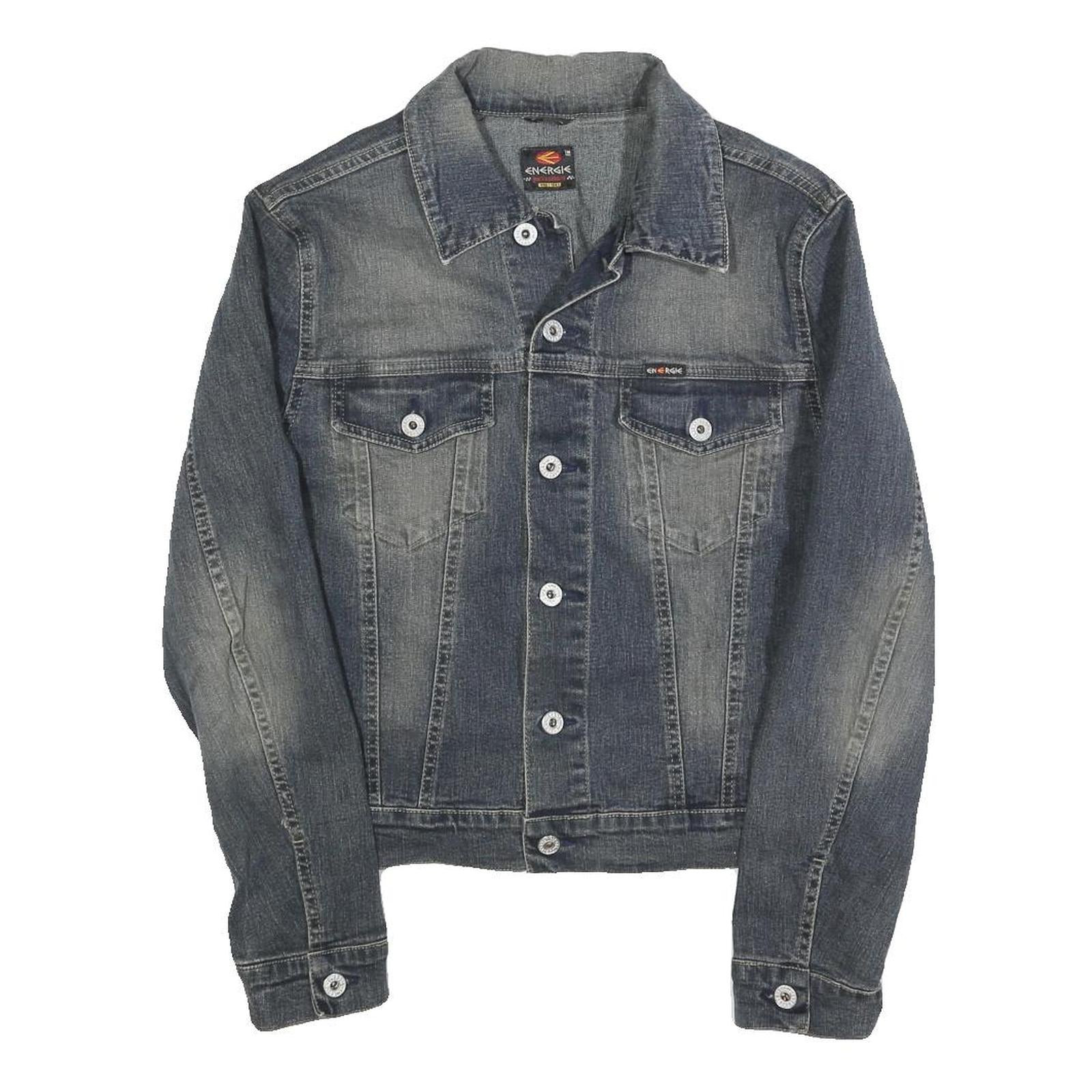 ENERGIE Mens Blue Denim Jacket S Cotton Blend Button Plain Classic Fit Refurbished - N/A refurbished available on Cerqular