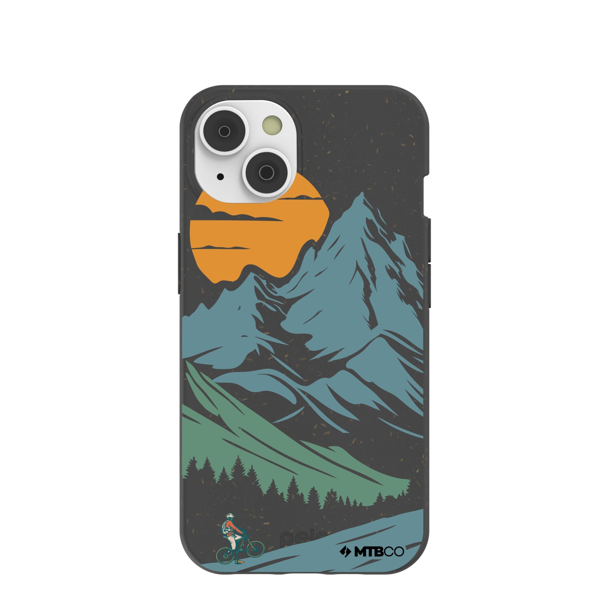 Black Vintage Peaks MTBCO iPhone 14/16e Case Refurbished - Pela Case refurbished available on Cerqular