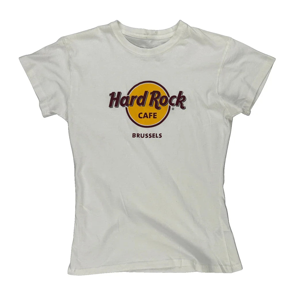 Hard Rock Cafe Graphic T-Shirt - Large White Cotton Refurbished - Thrifted (note: this is a term often used to describe second- refurbished available on Cerqular