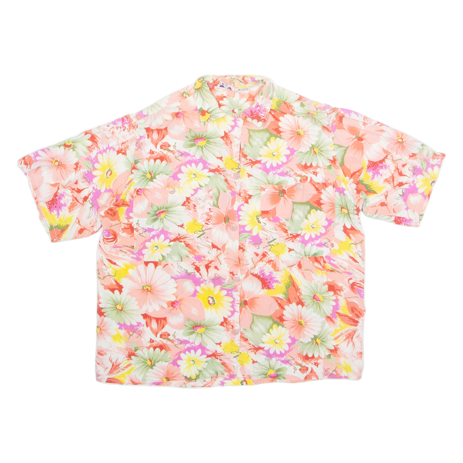 EL-SAAD Womens Printed Shirt Pink Collared Viscose Floral M Refurbished - N/A refurbished available on Cerqular