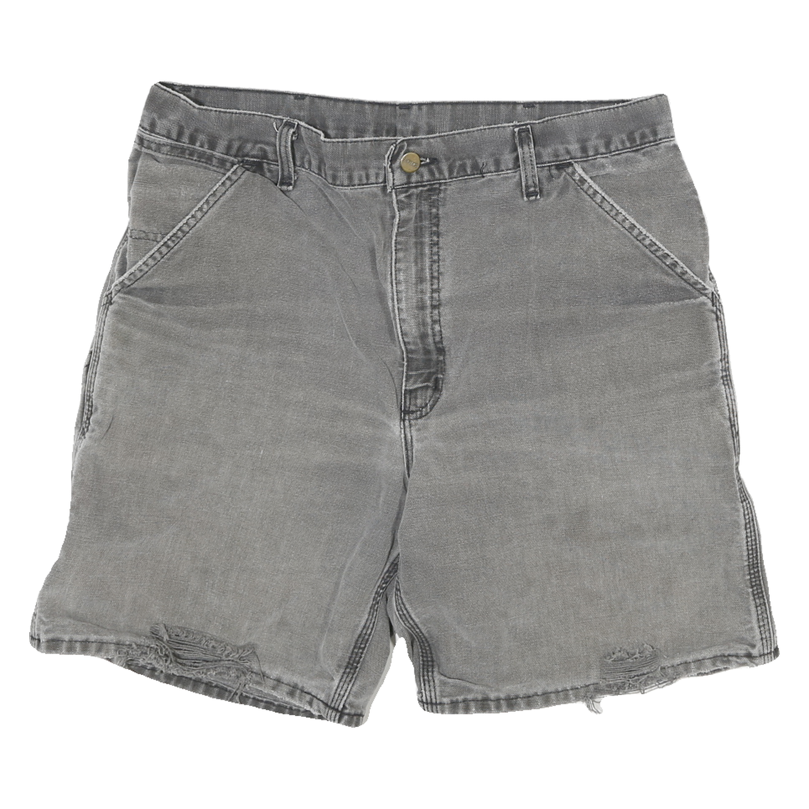 CARHARTT Mens Shorts Grey Casual Cotton Blend XL W34 Distressed Refurbished - N/A refurbished available on Cerqular