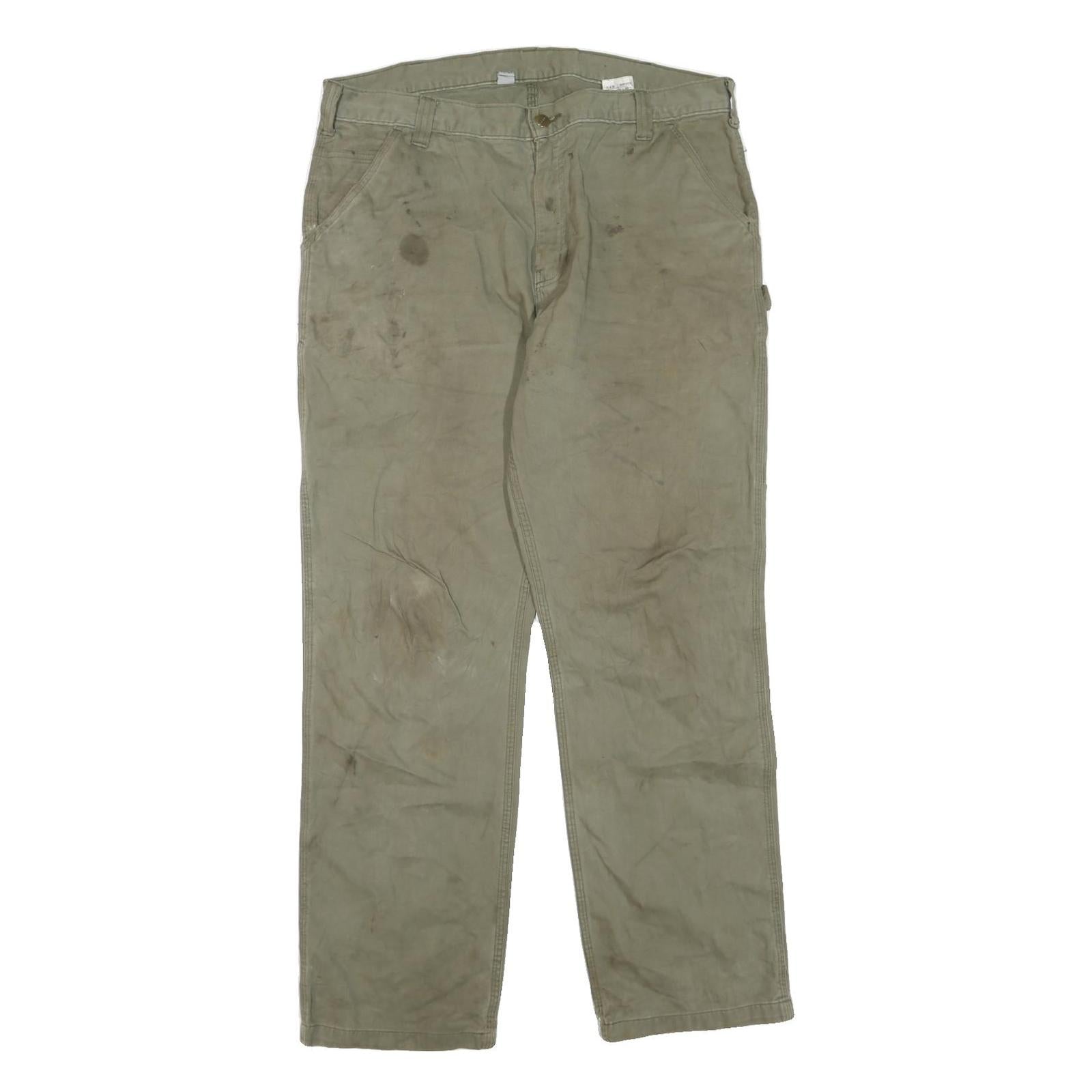 CARHARTT Mens Cotton Blend Regular Trousers Beige W36 L34 Workwear Durable Refurbished - N/A refurbished available on Cerqular