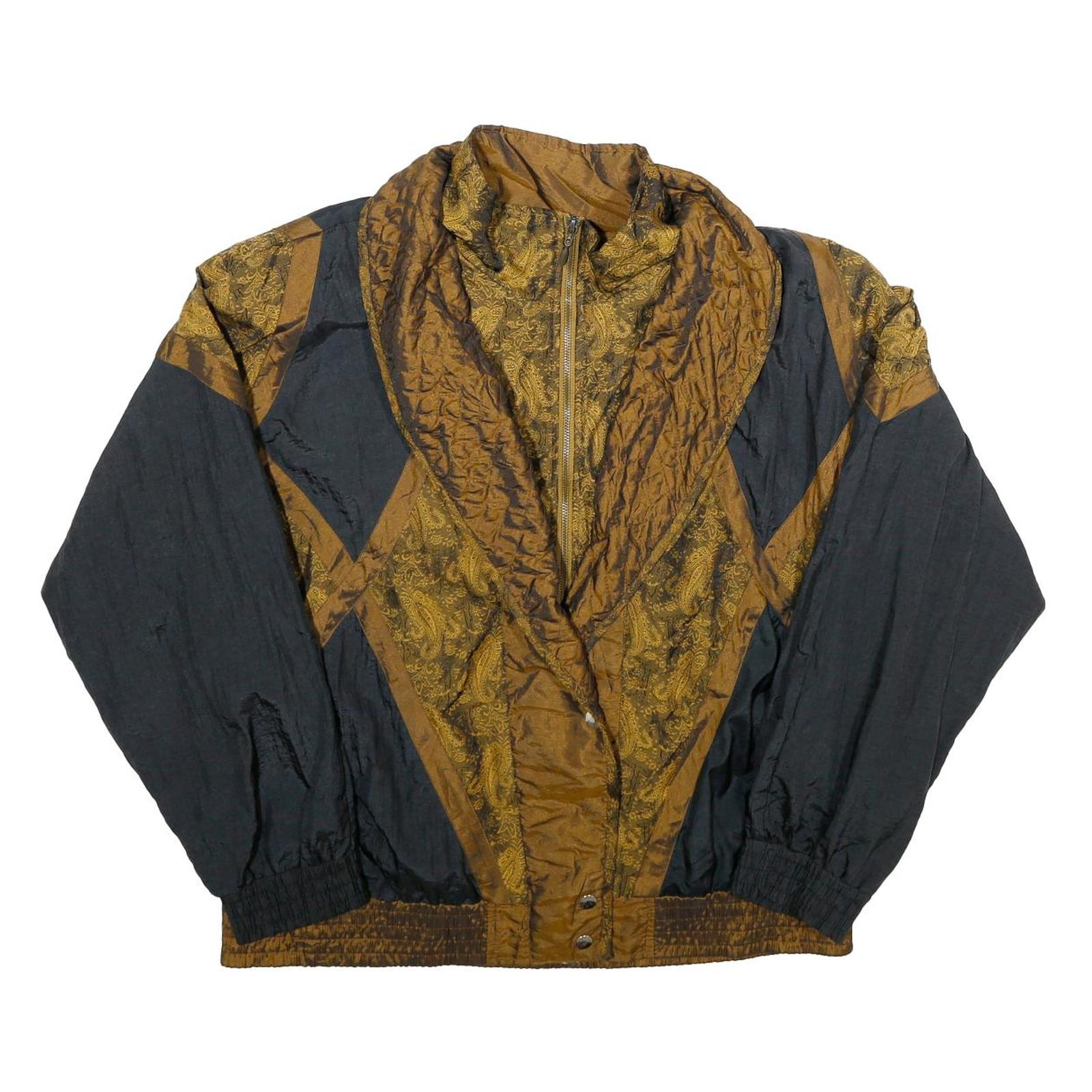 LAVON Womens Black & Brown Paisley Pattern Zip Jacket L Polyester Blend Refurbished - N/A refurbished available on Cerqular