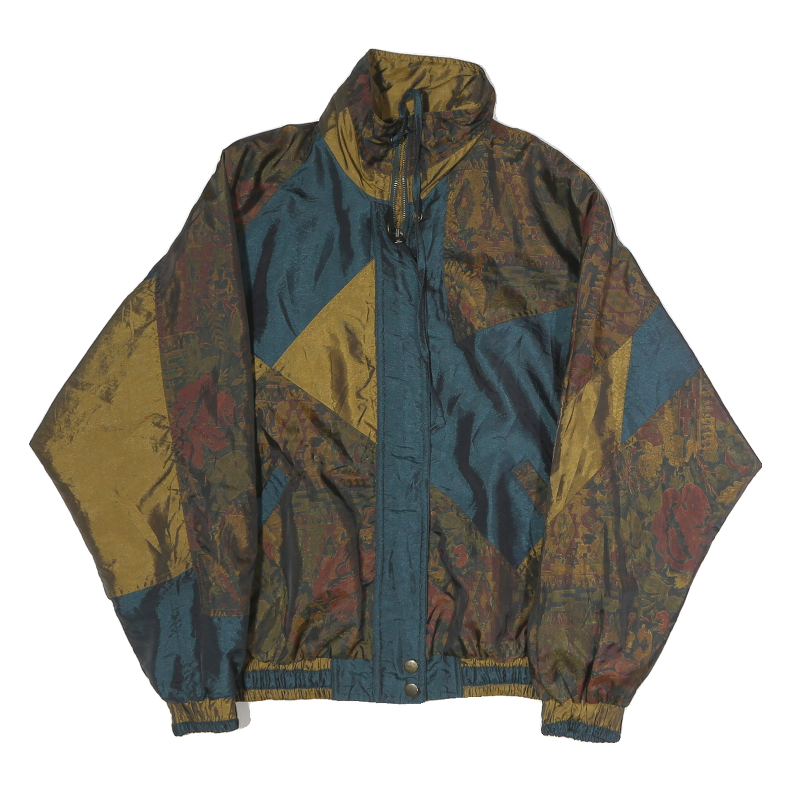 LAVON Womens Blue & Beige Patterned Zip Jacket M Polyester Stylish Outerwear Refurbished - N/A refurbished available on Cerqular