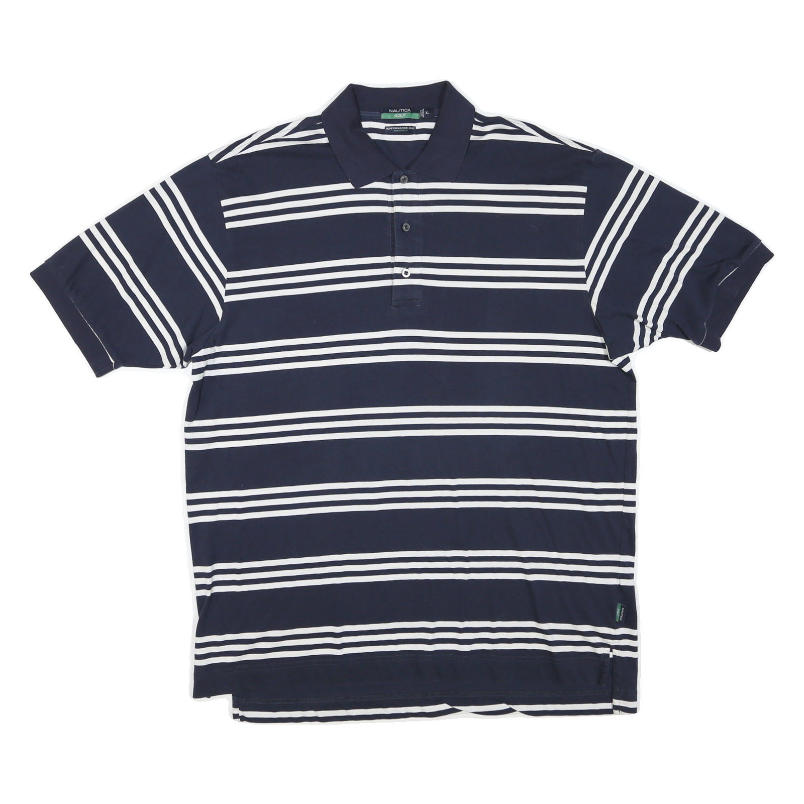 NAUTICA Mens Navy & White Stripe Polo Shirt XL Cotton Blend Short Sleeve Classic Refurbished - N/A refurbished available on Cerqular