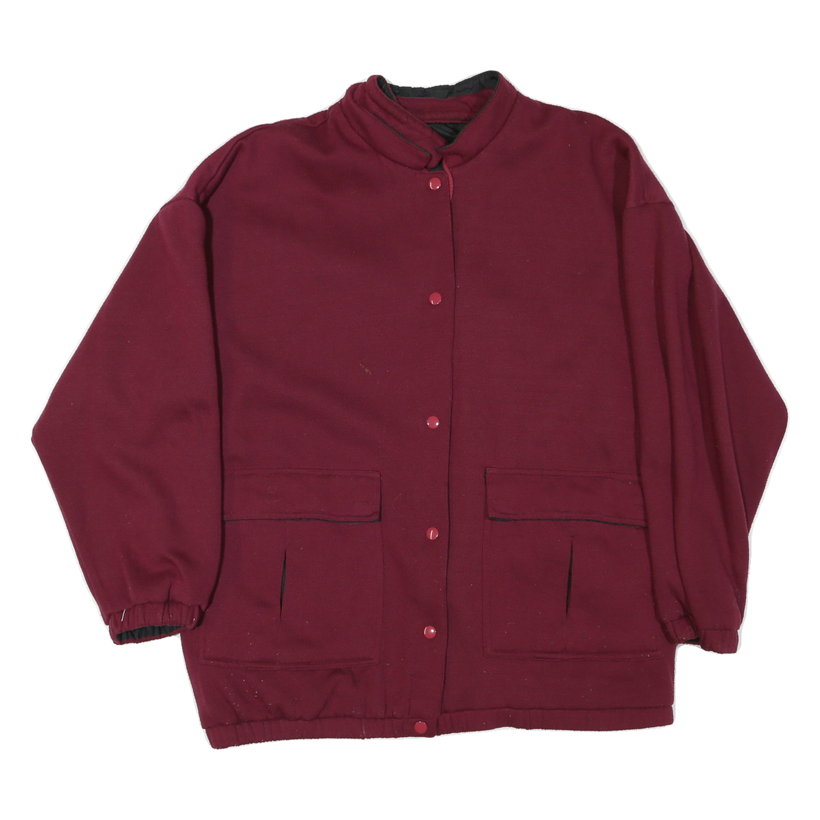 Womens Burgundy Reversible Button Jacket M Synthetic Plain Warm Comfortable Refurbished - N/A refurbished available on Cerqular