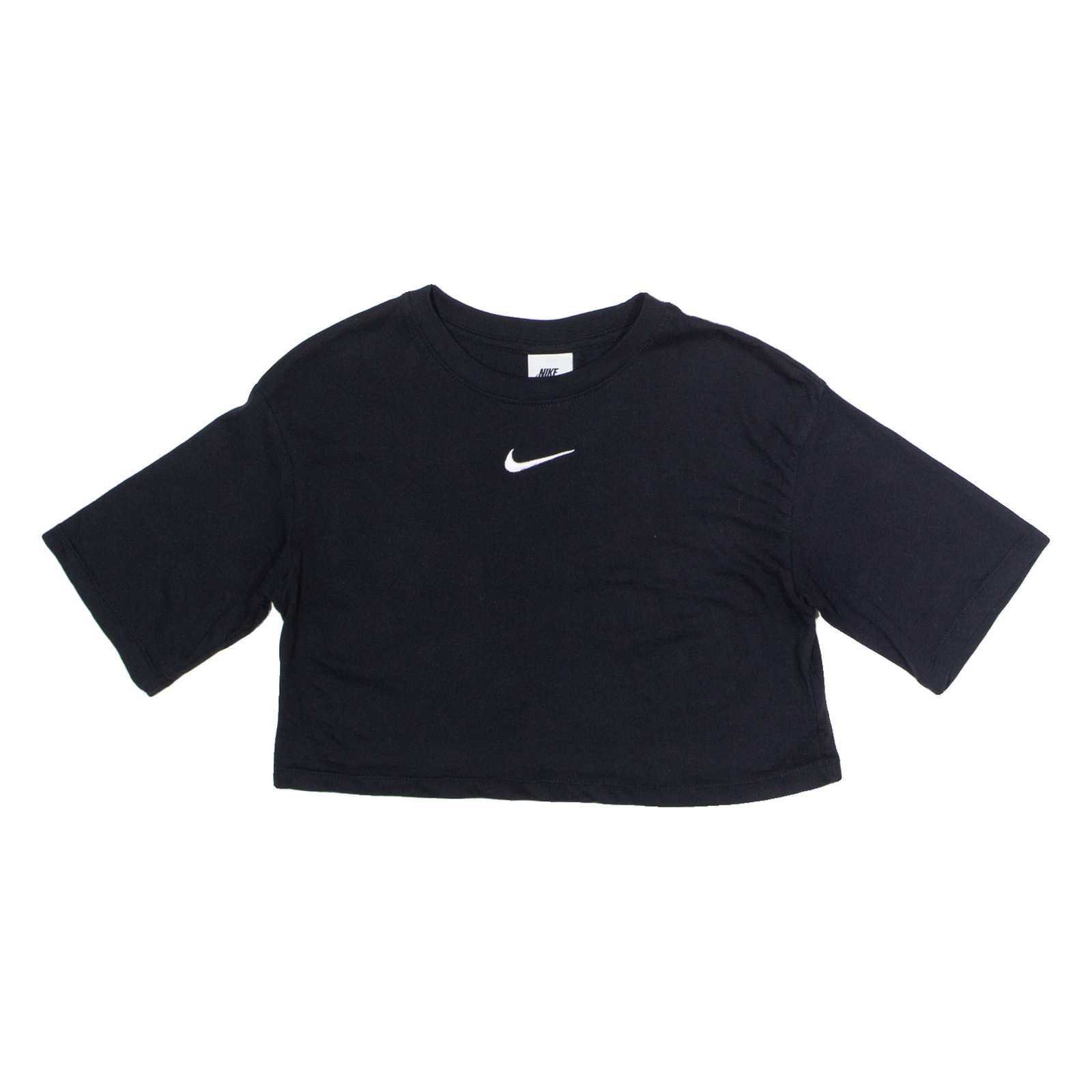 NIKE Cropped Womens T-Shirt Black Crew Neck XS Refurbished - N/A refurbished available on Cerqular
