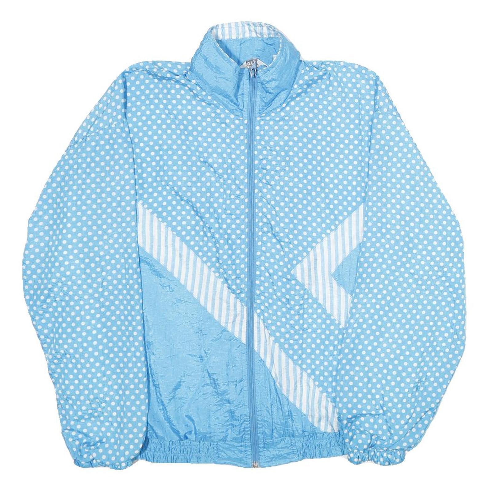 BLAIR BOUTIQUE Womens Blue & White Polka Dot Zip Jacket M Nylon Lightweight Refurbished - N/A refurbished available on Cerqular
